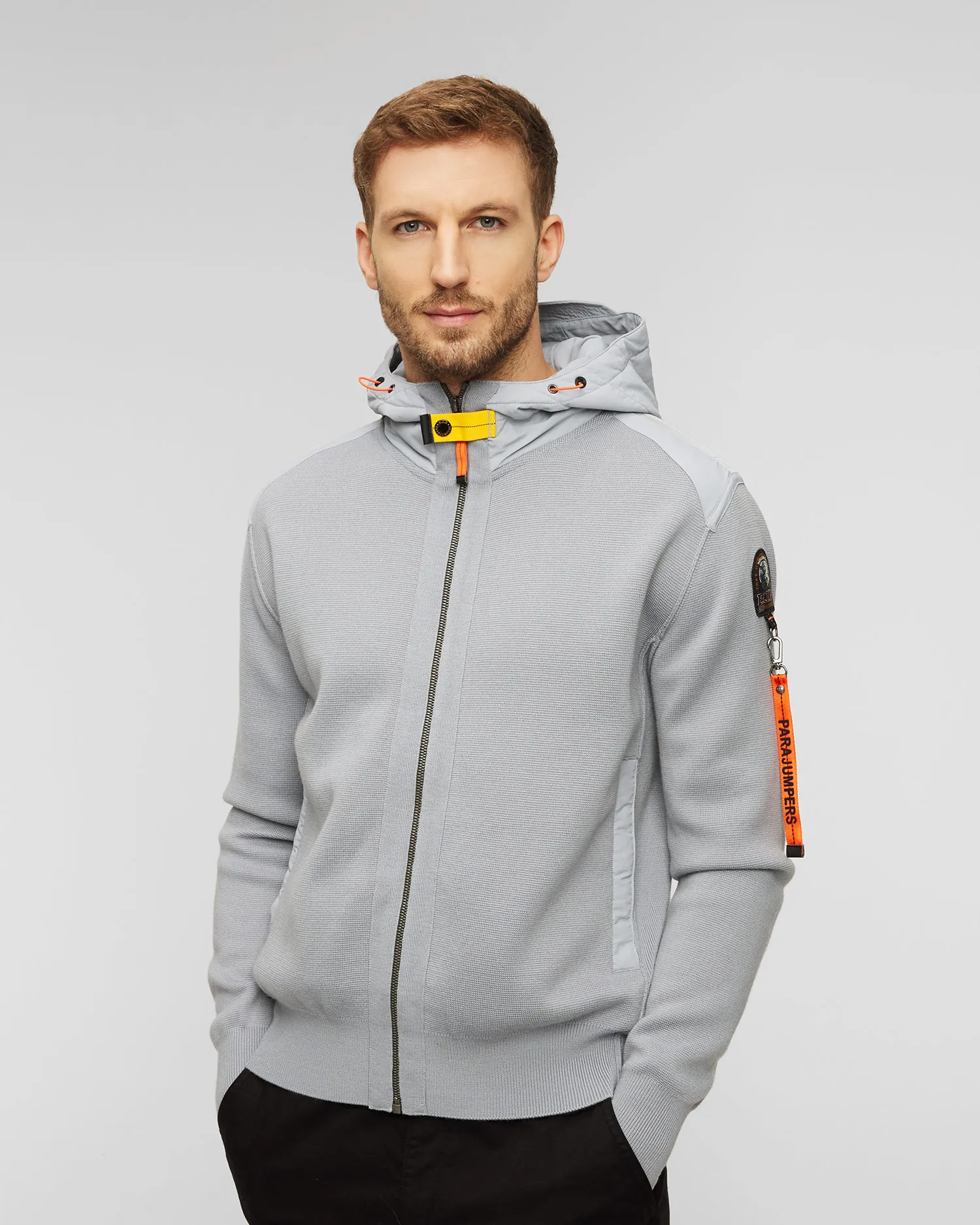 Felpa grigia in lana con cappuccio da uomo Parajumpers Dominic 23wmpmknrk02-220