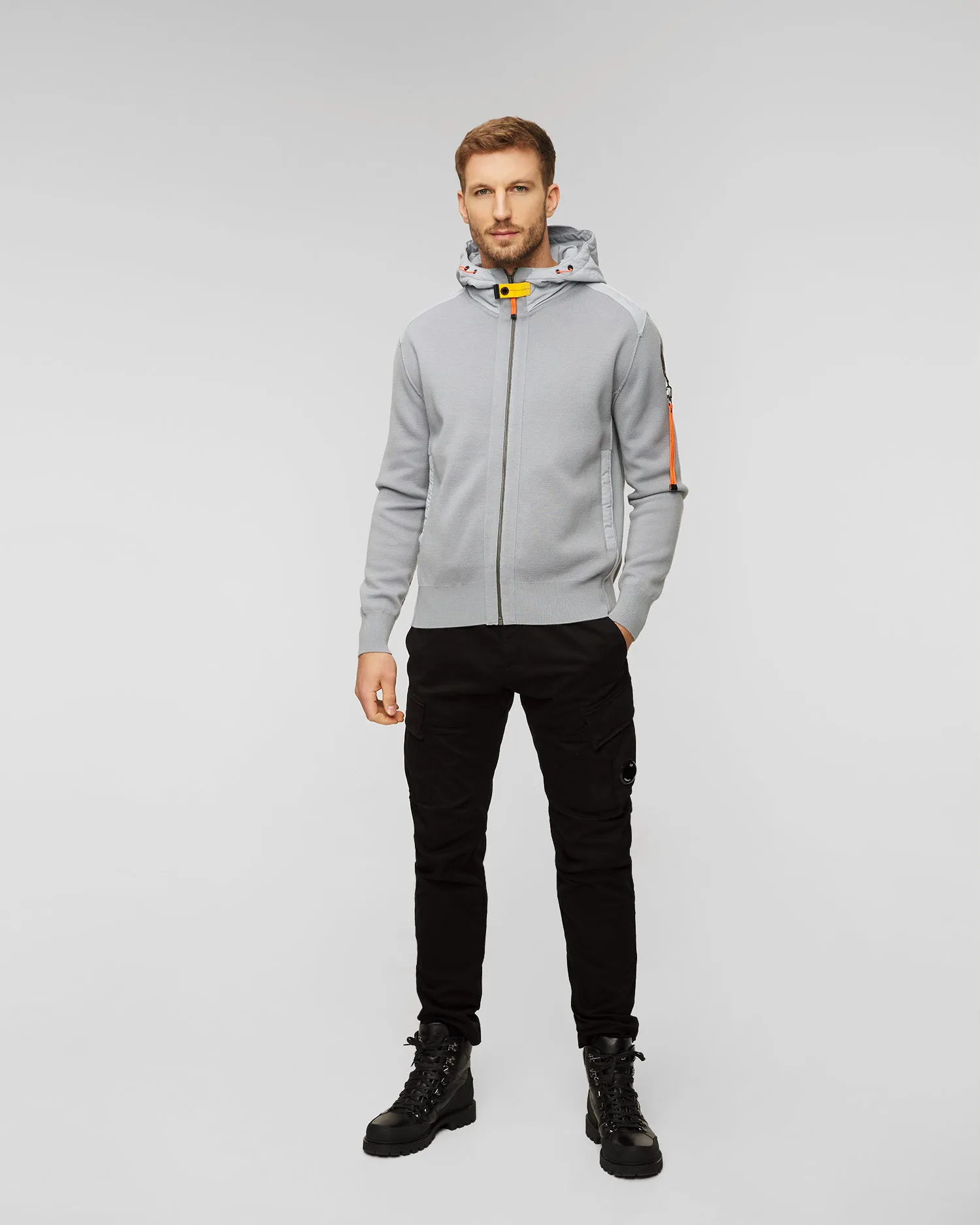 Felpa grigia in lana con cappuccio da uomo Parajumpers Dominic 23wmpmknrk02-220