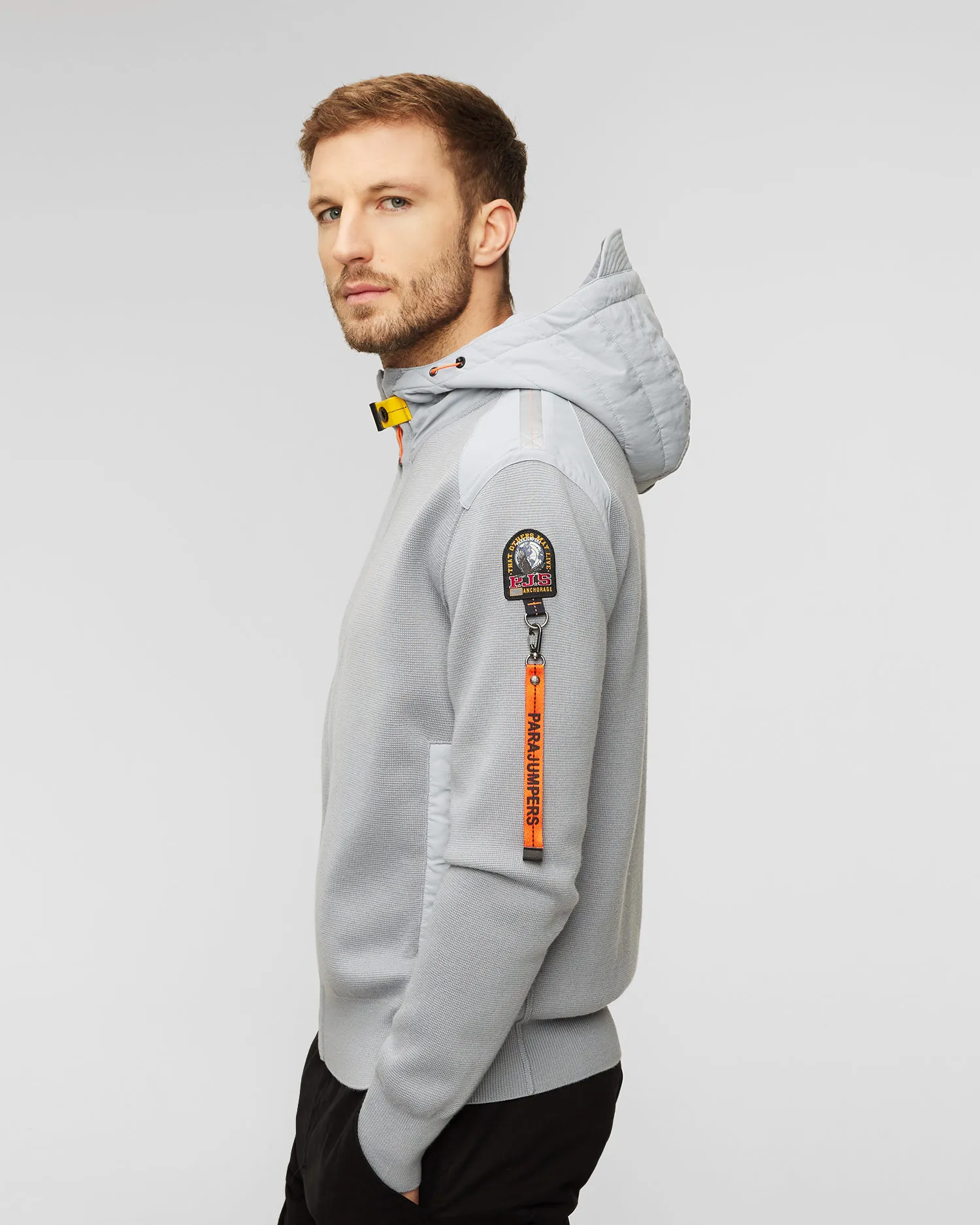 Felpa grigia in lana con cappuccio da uomo Parajumpers Dominic 23wmpmknrk02-220