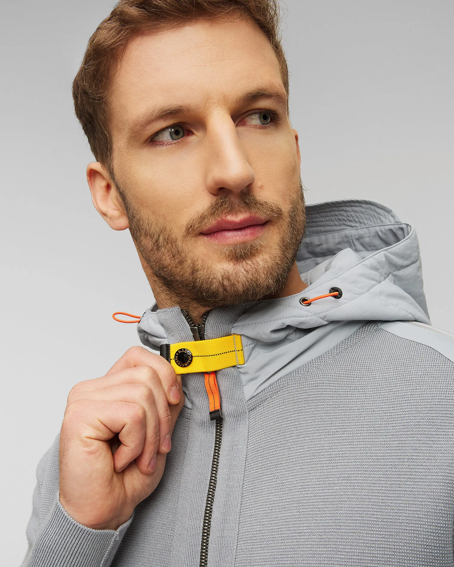 Felpa grigia in lana con cappuccio da uomo Parajumpers Dominic 23wmpmknrk02-220