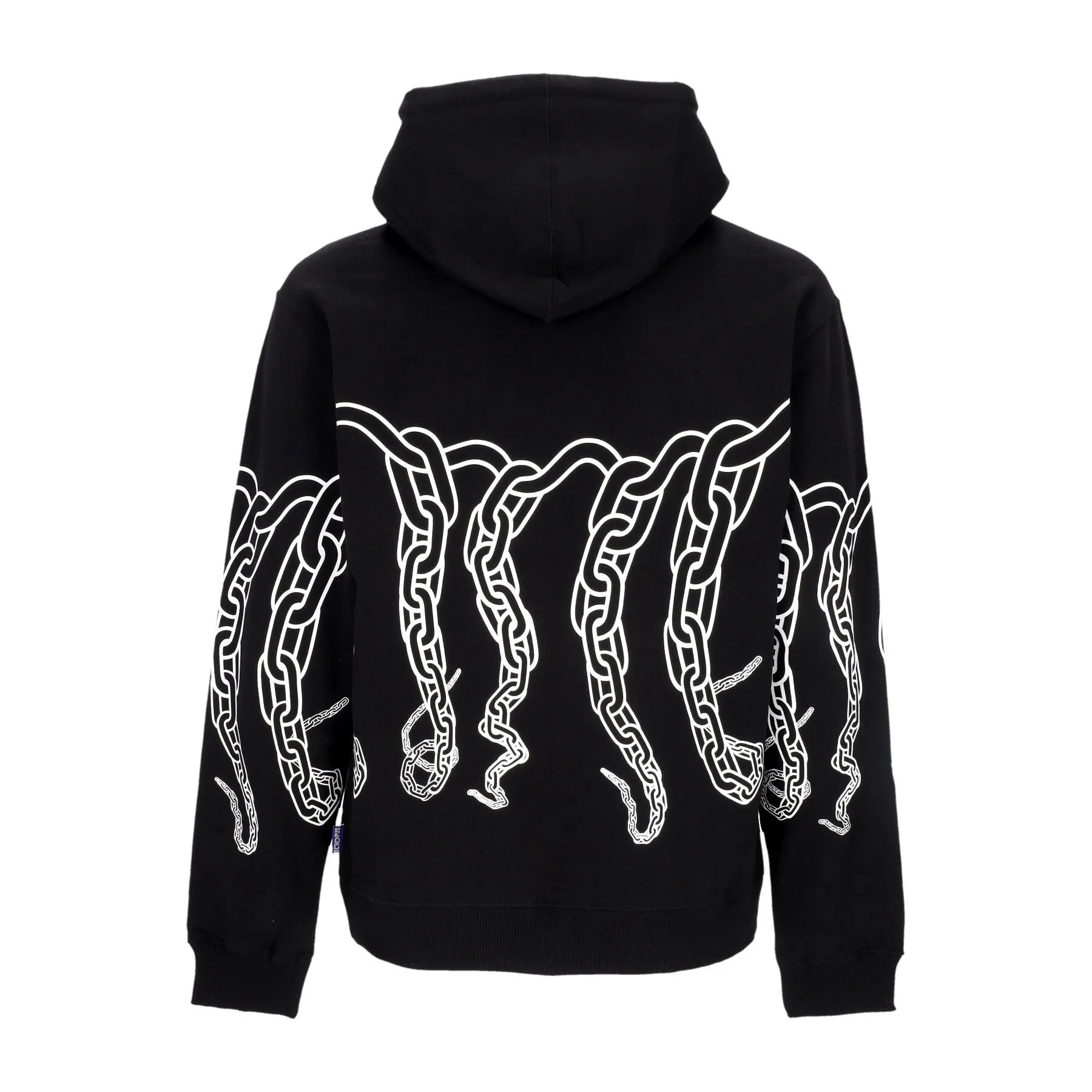 Felpa Leggera Cappuccio Uomo Chain Hoodie Black