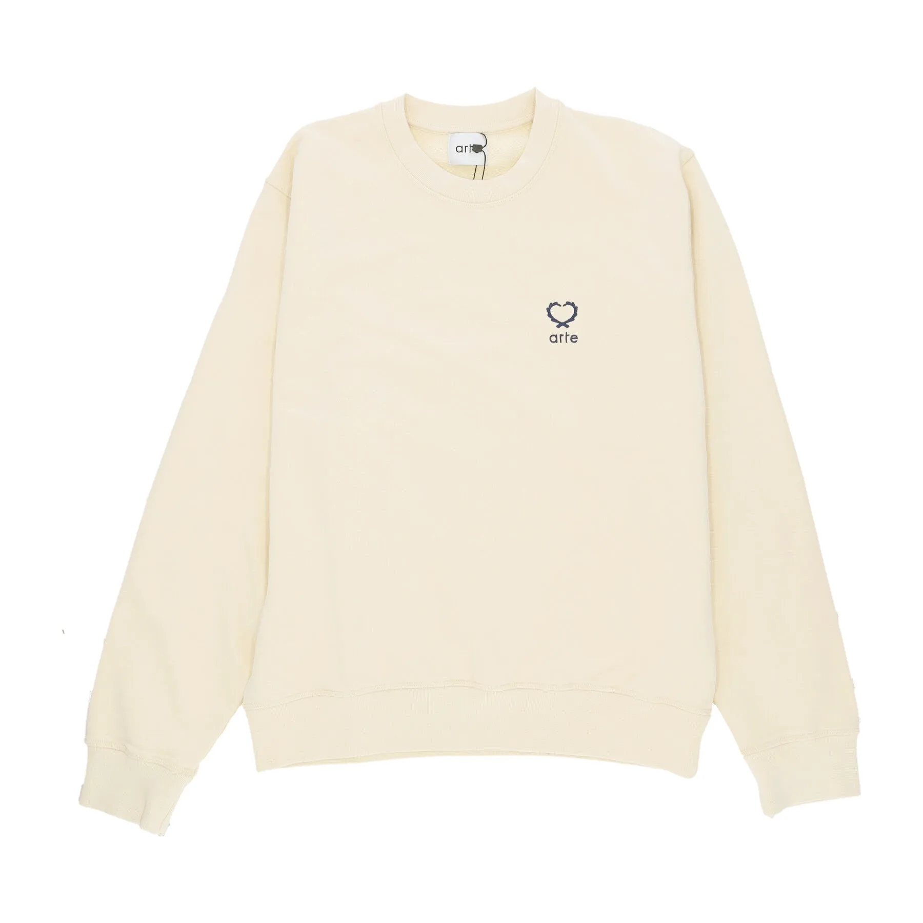 Felpa Leggera Girocollo Uomo Carlos Small Heart Crewneck Cream
