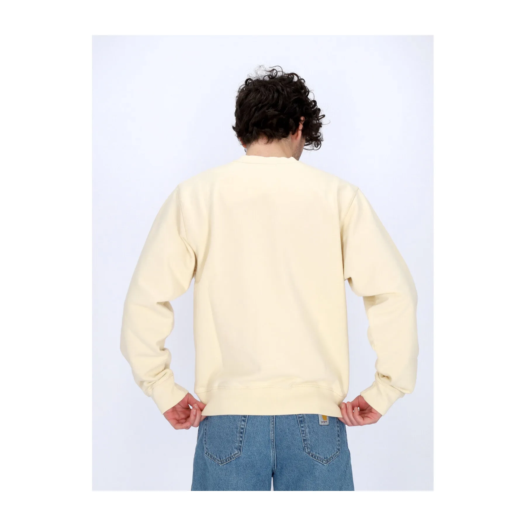 Felpa Leggera Girocollo Uomo Carlos Small Heart Crewneck Cream
