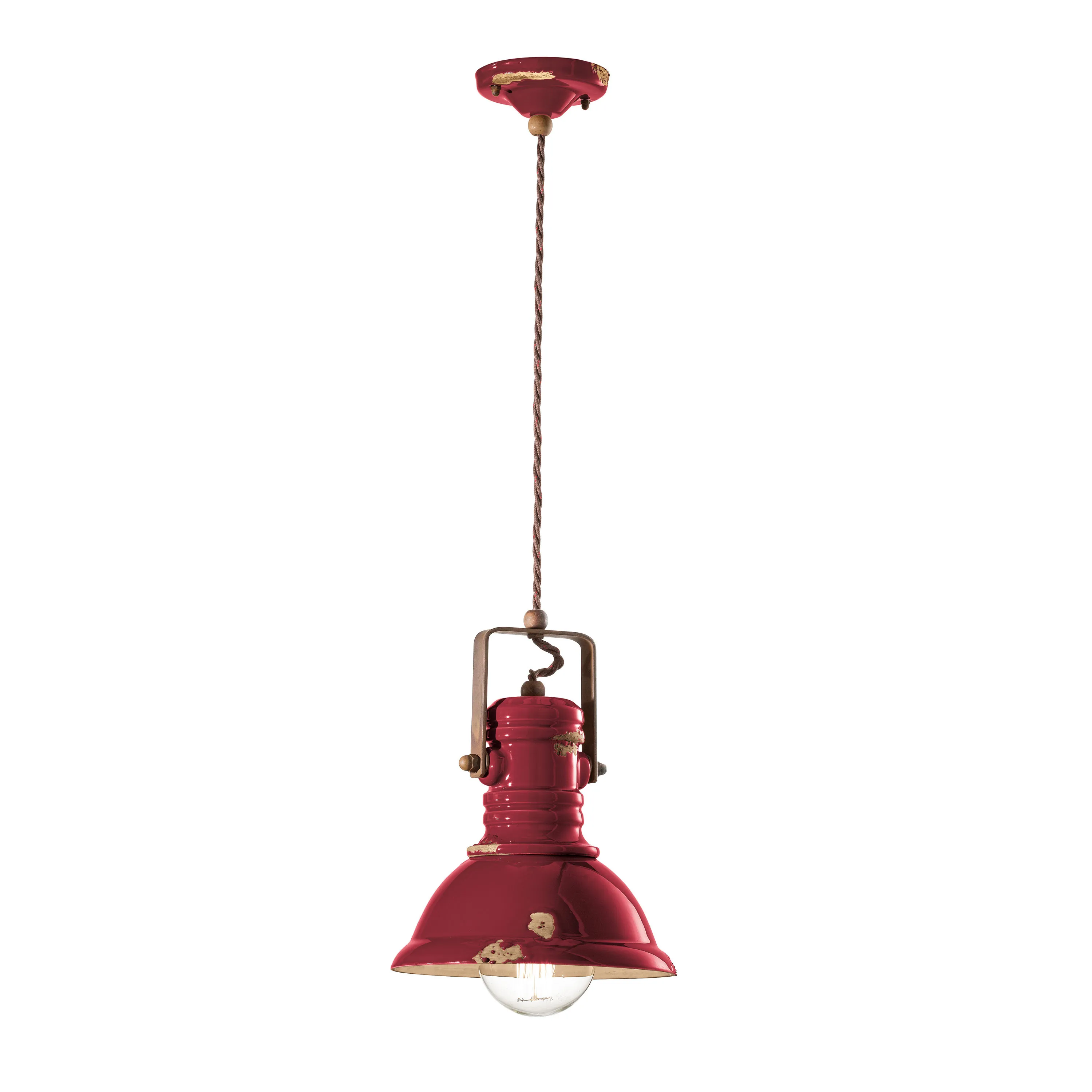 FerroLuce  Lampada a sospensione piccola in stile industrial con diffusore in ceramica Industrial - 53W