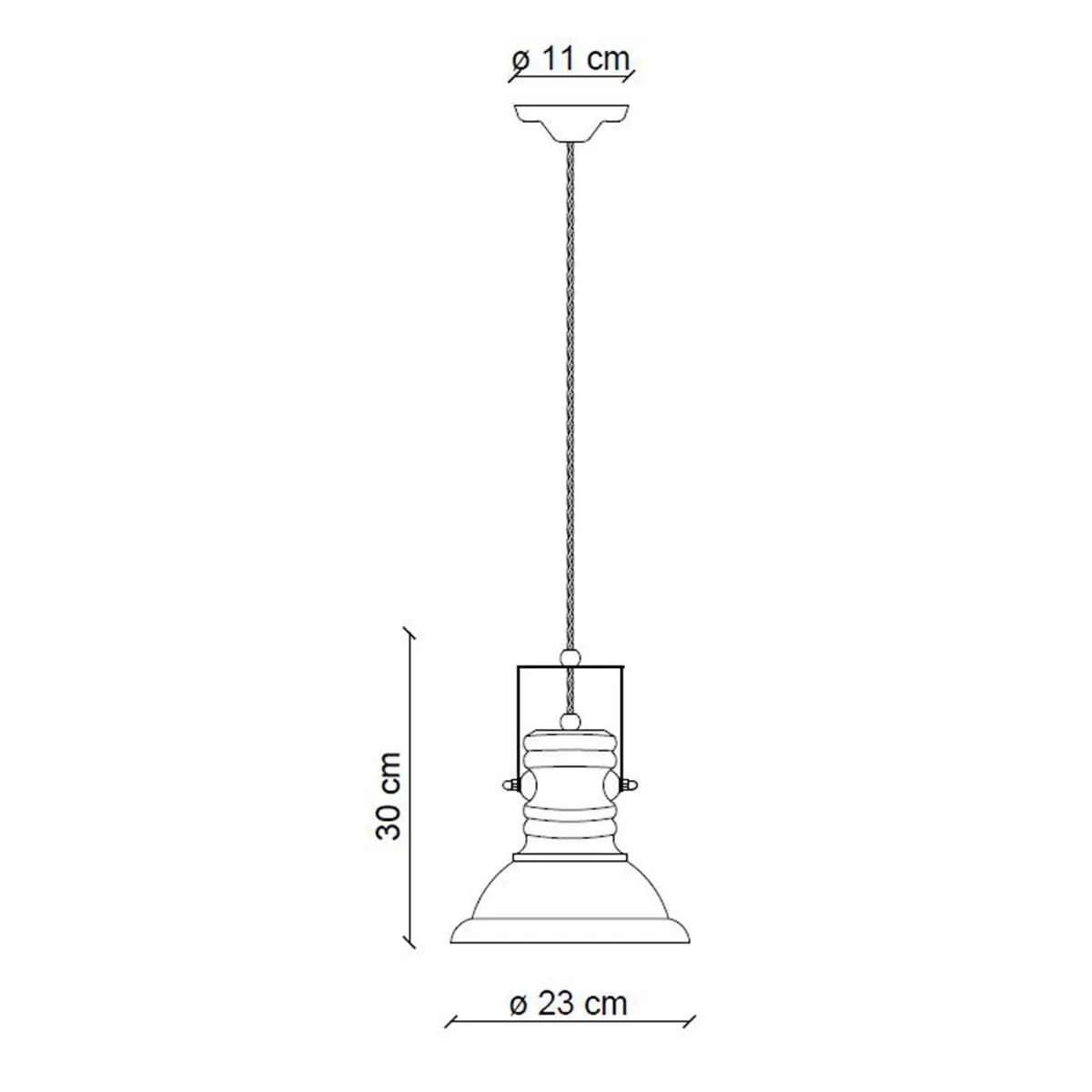 FerroLuce  Lampada a sospensione piccola in stile industrial con diffusore in ceramica Industrial - 53W