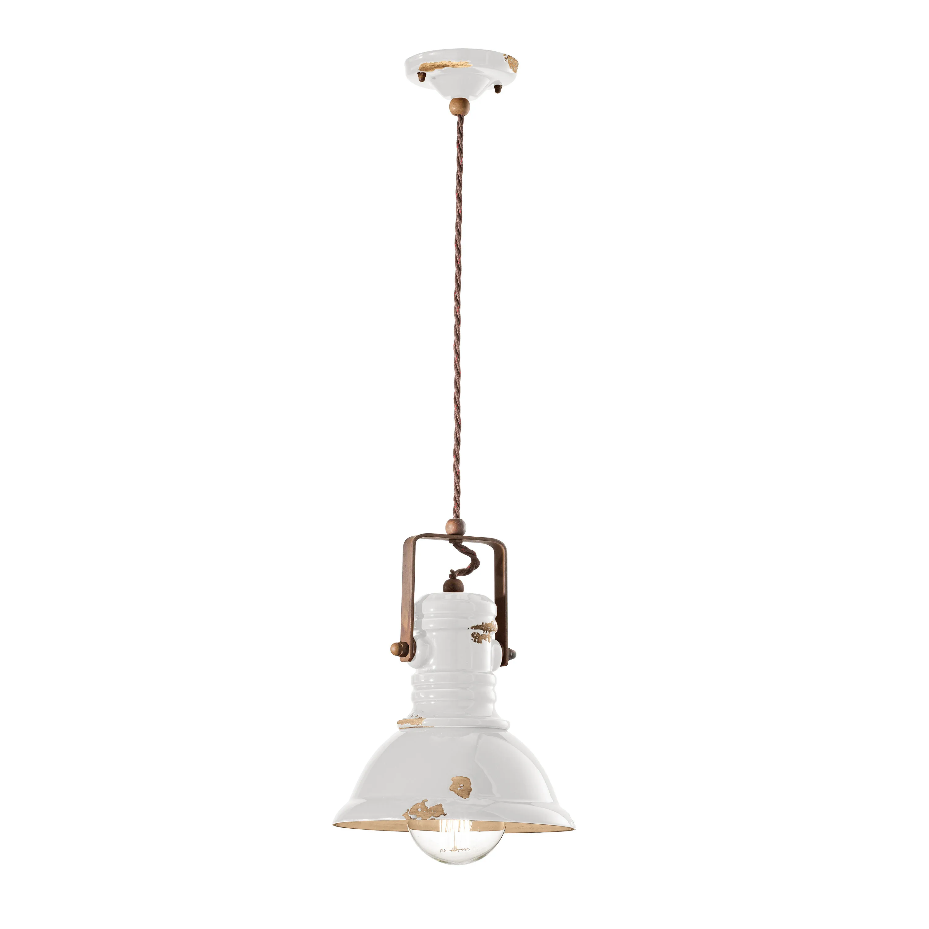 FerroLuce  Lampada a sospensione piccola in stile industrial con diffusore in ceramica Industrial - 53W