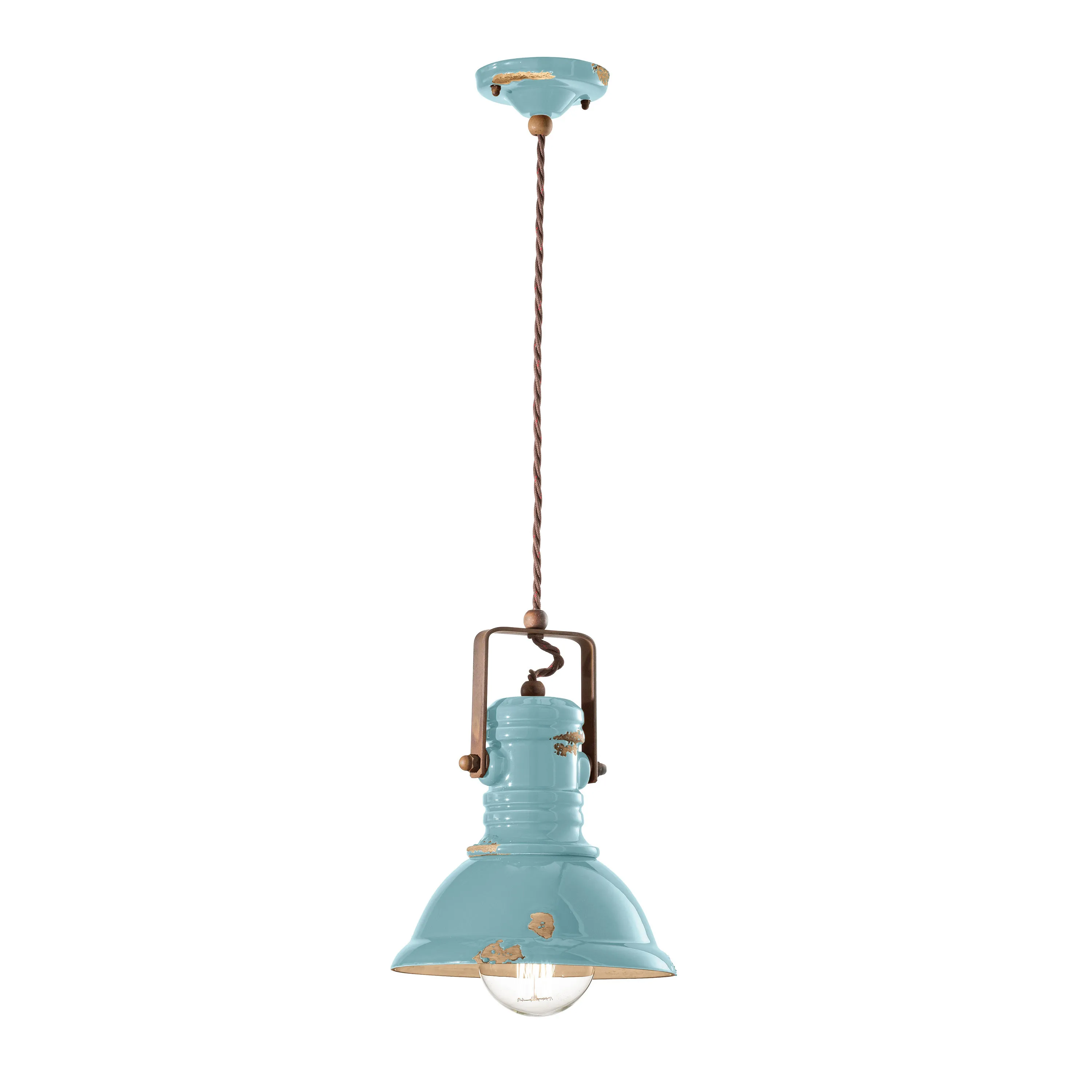 FerroLuce  Lampada a sospensione piccola in stile industrial con diffusore in ceramica Industrial - 53W