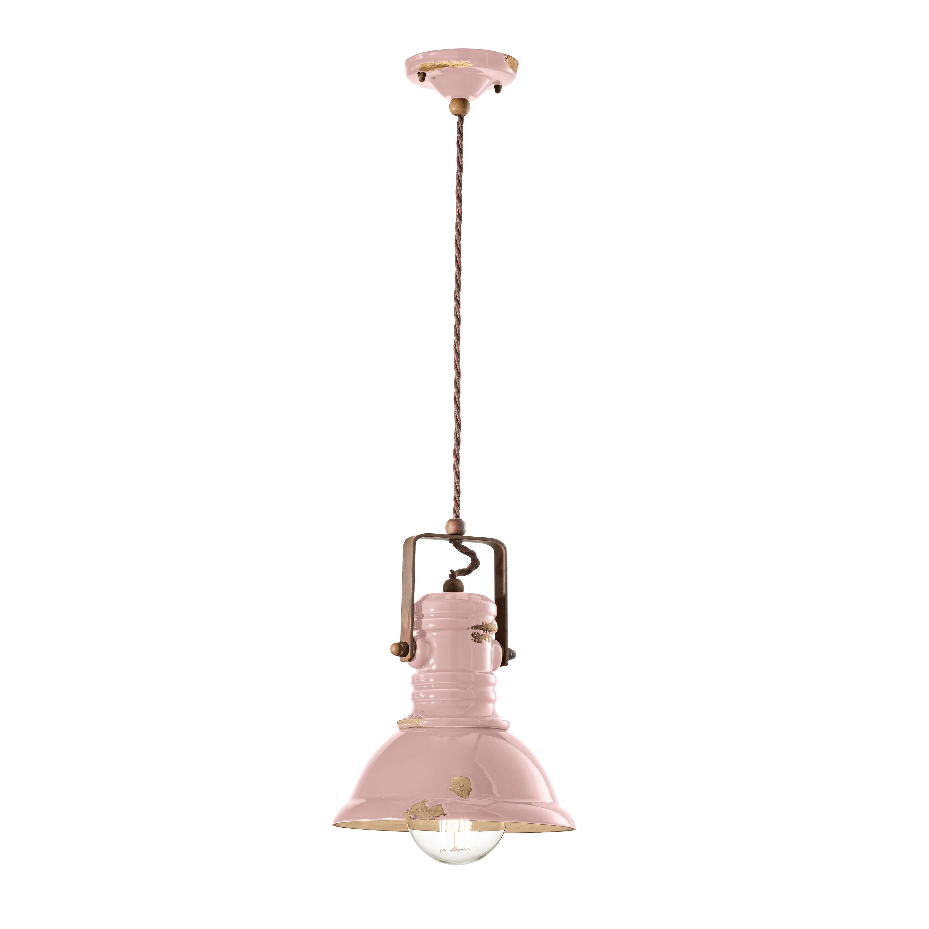FerroLuce  Lampada a sospensione piccola in stile industrial con diffusore in ceramica Industrial - 53W