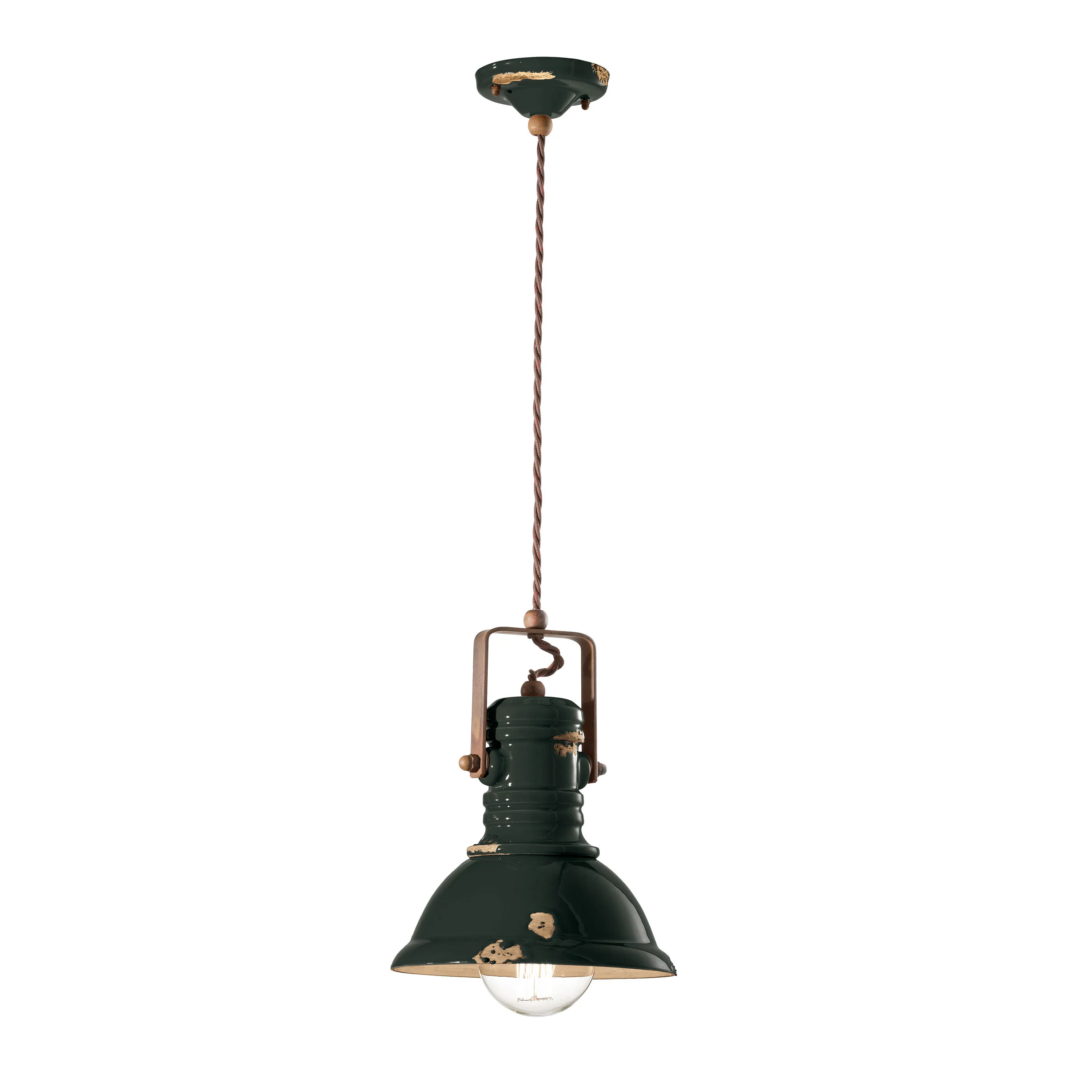 FerroLuce  Lampada a sospensione piccola in stile industrial con diffusore in ceramica Industrial - 53W