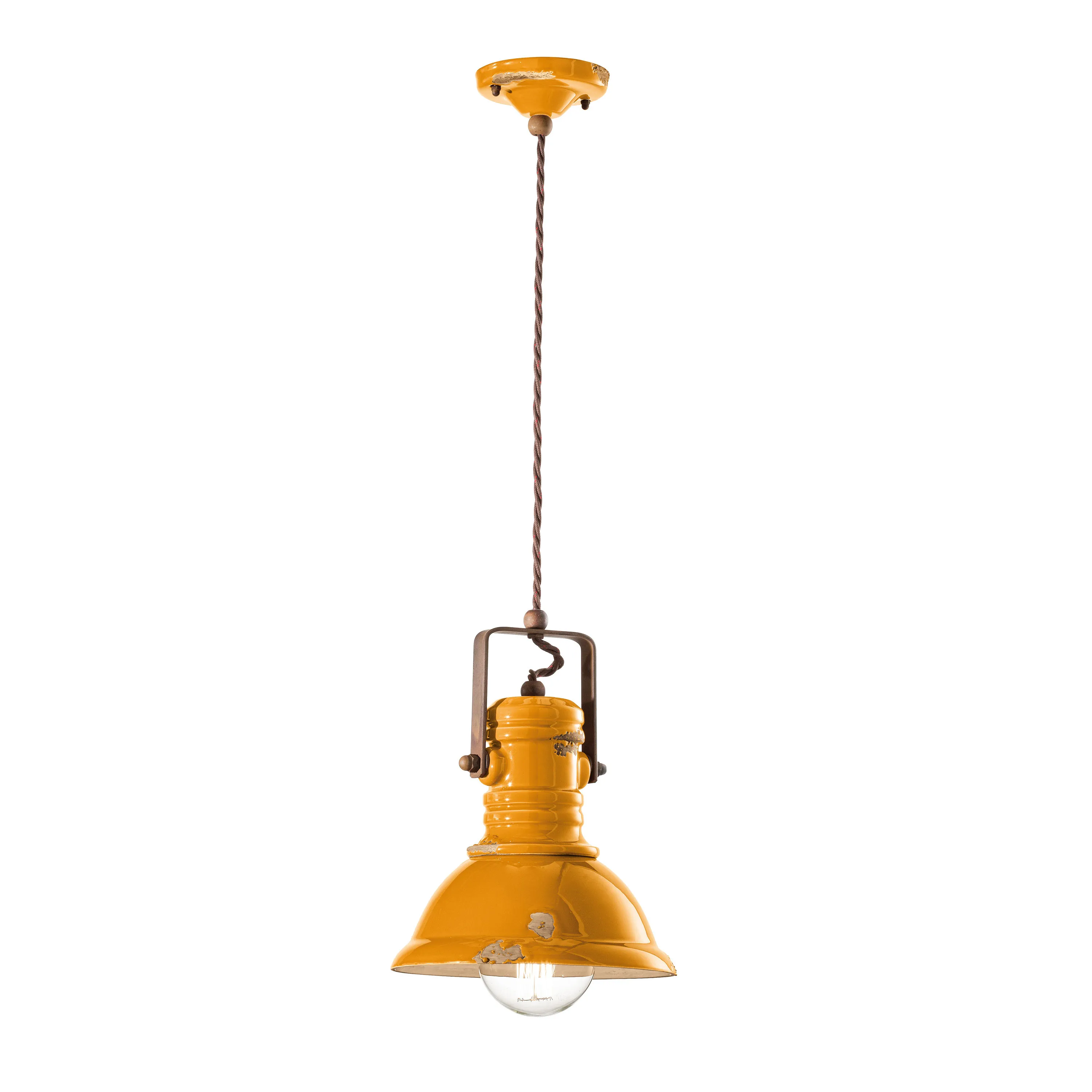 FerroLuce  Lampada a sospensione piccola in stile industrial con diffusore in ceramica Industrial - 53W