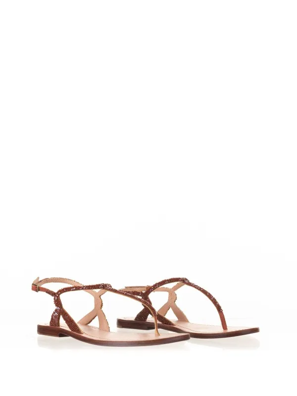 Flip flop sandal with micro beads