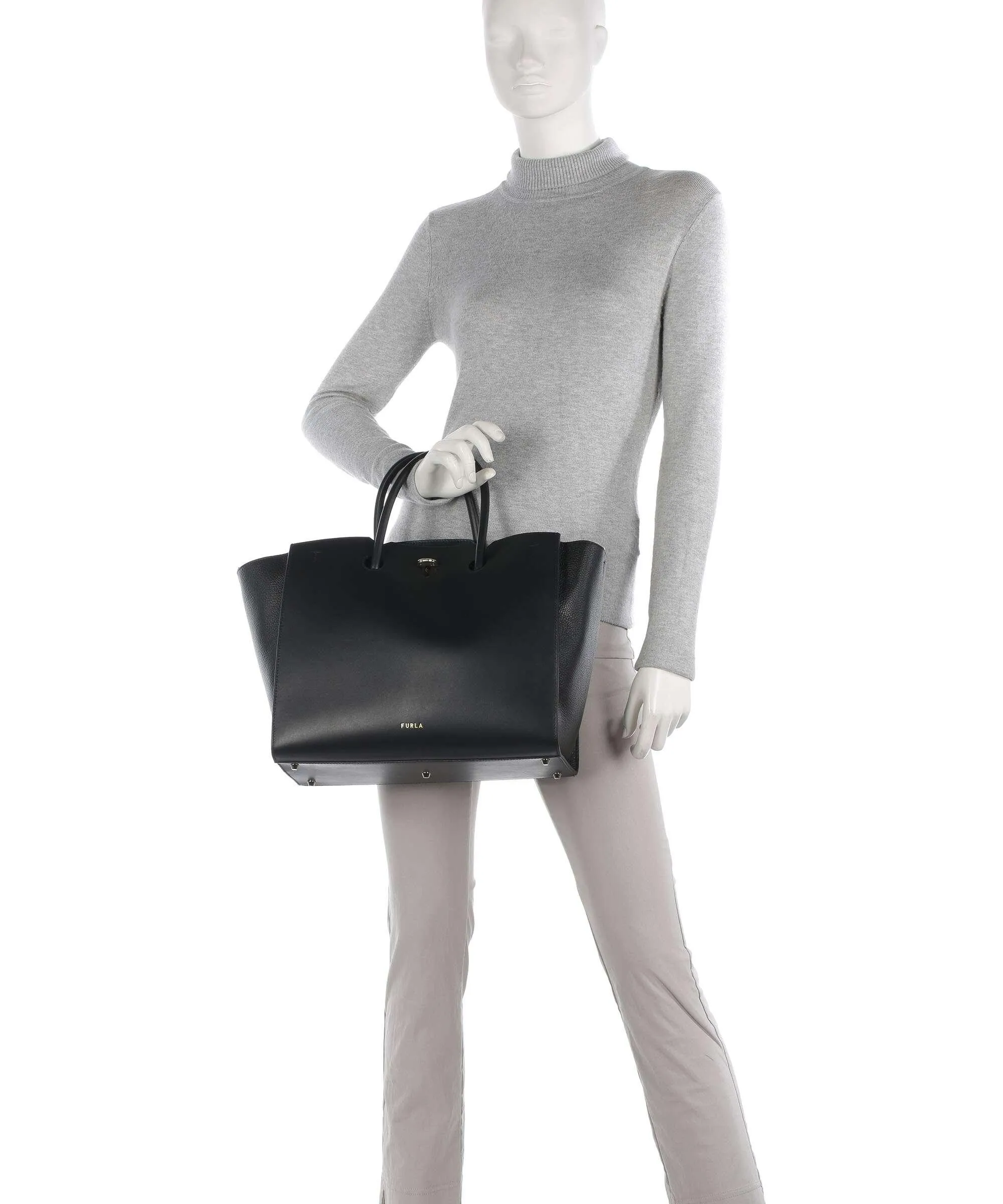  Furla Genesi L Borsa a mano pelle di vitello finemente grana nero  