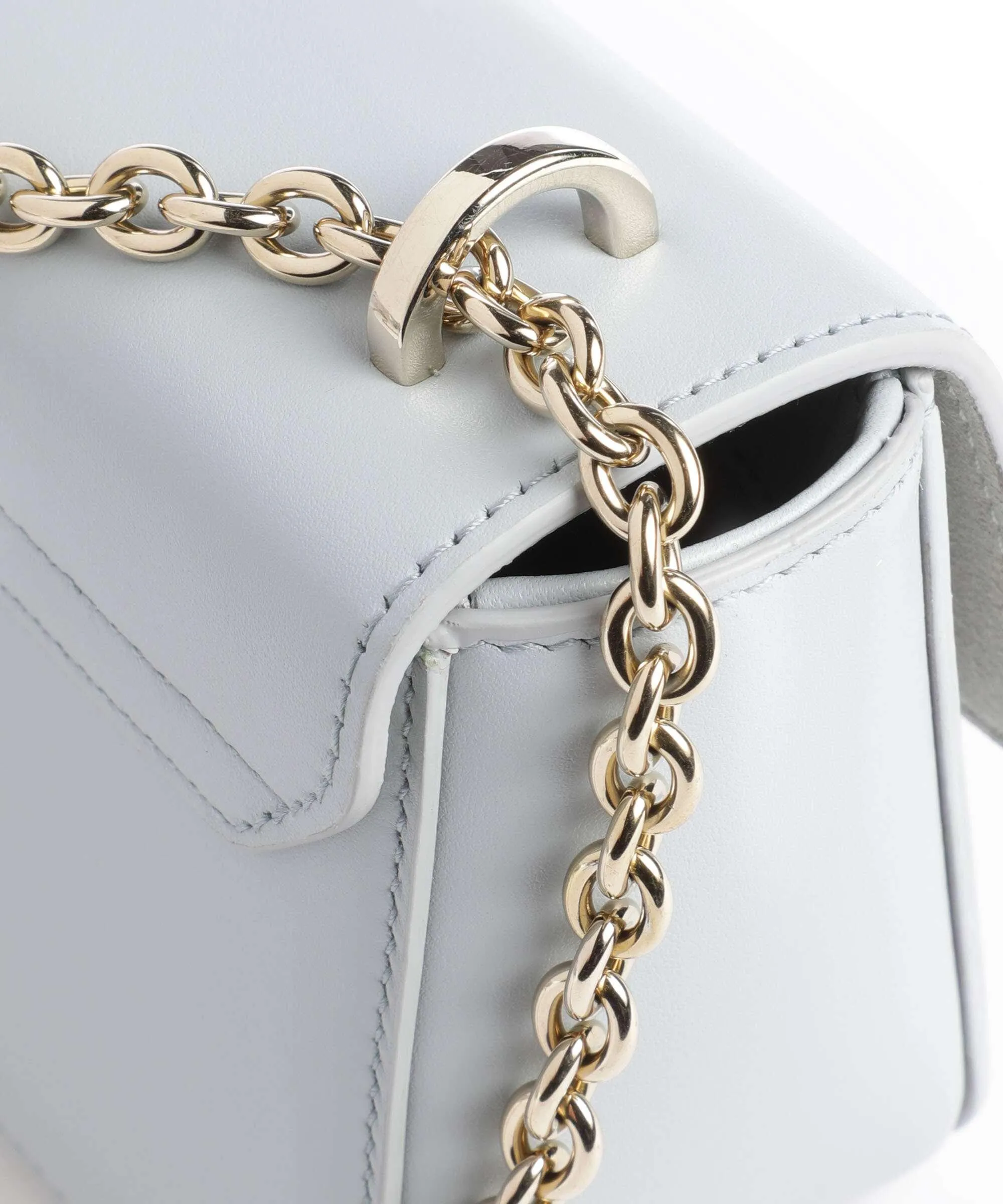  Furla Metropolis Mini Borsa a spalla pelle a grana fine blu chiaro  