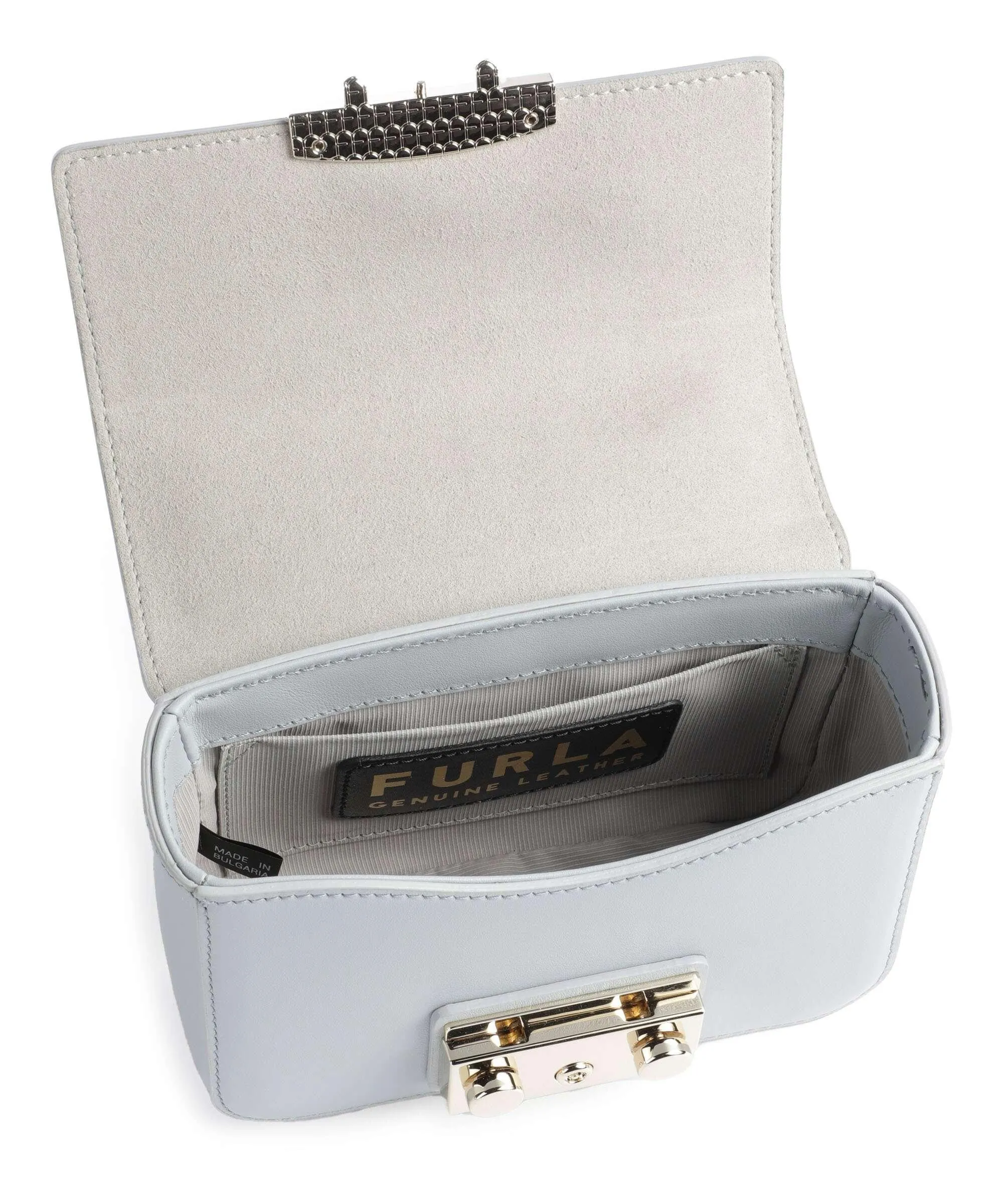  Furla Metropolis Mini Borsa a spalla pelle a grana fine blu chiaro  