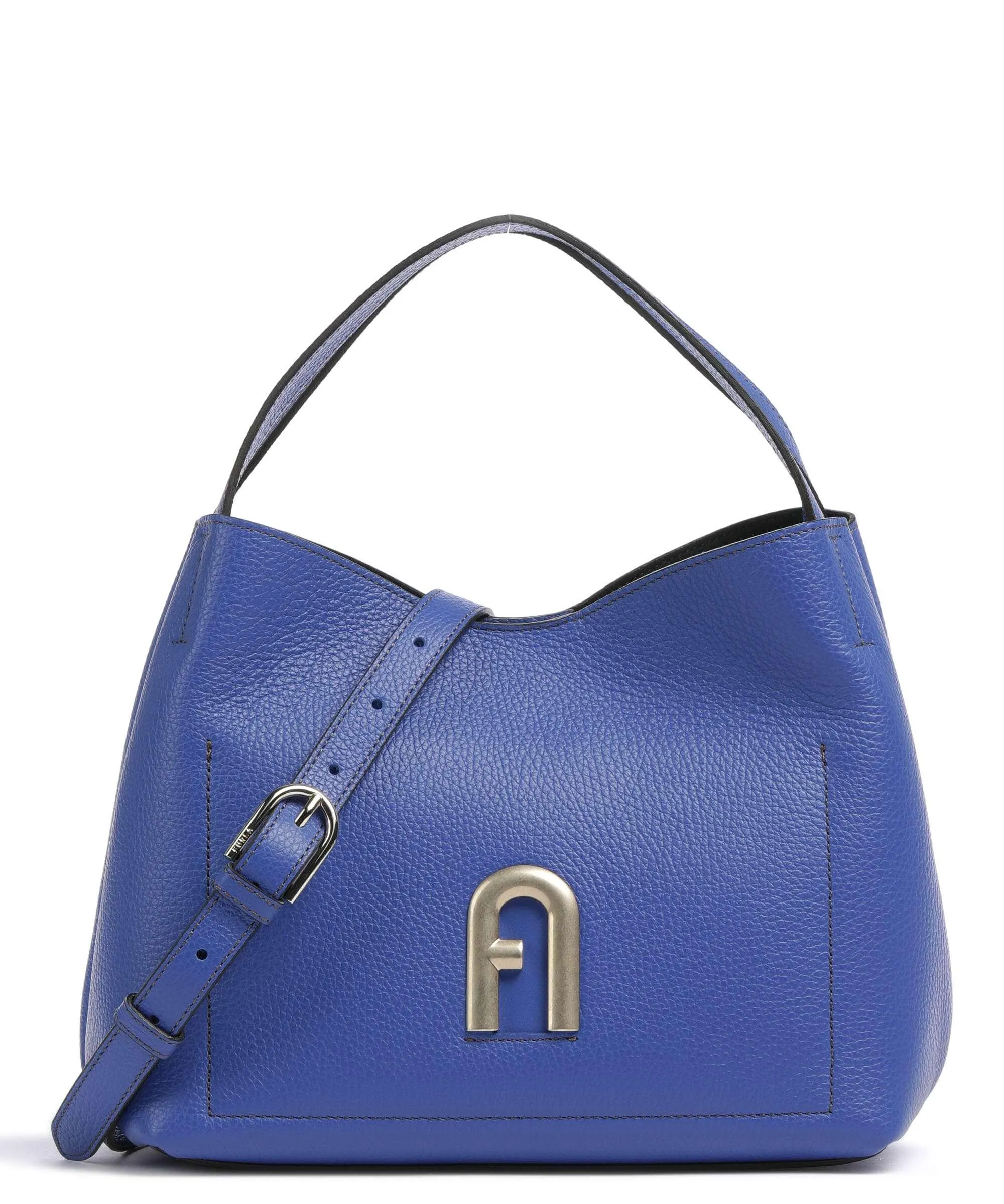  Furla Primula S Borsa hobo pelle granulata blu  
