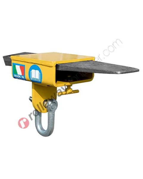 Gancio di sollevamento per carrelli elevatori con forca singola portata fino a 2000 kg