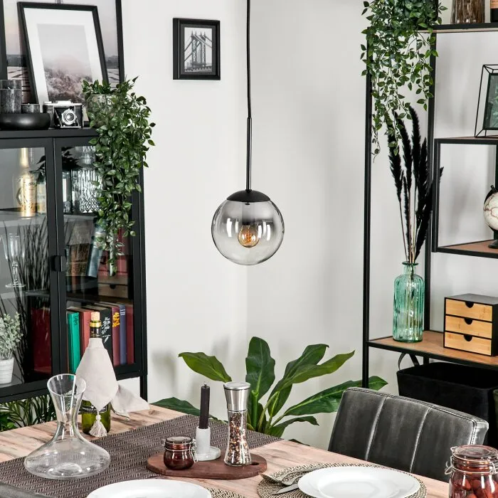 Gastor Lampadario a sospensione - Vetro Chiaro, Grigio fumo, 1-Luce