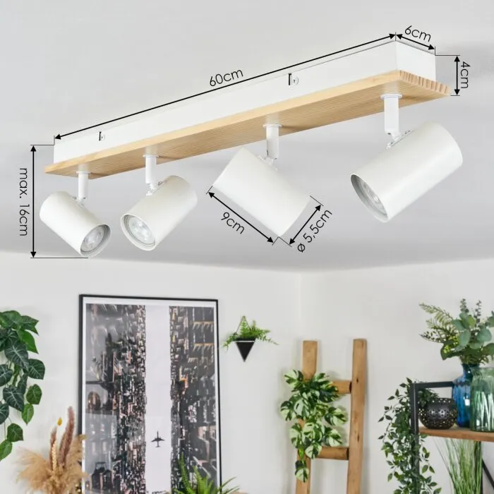 Gesteira Plafoniera, Faretto da soffitto Écru, Bianco, 4-Luci