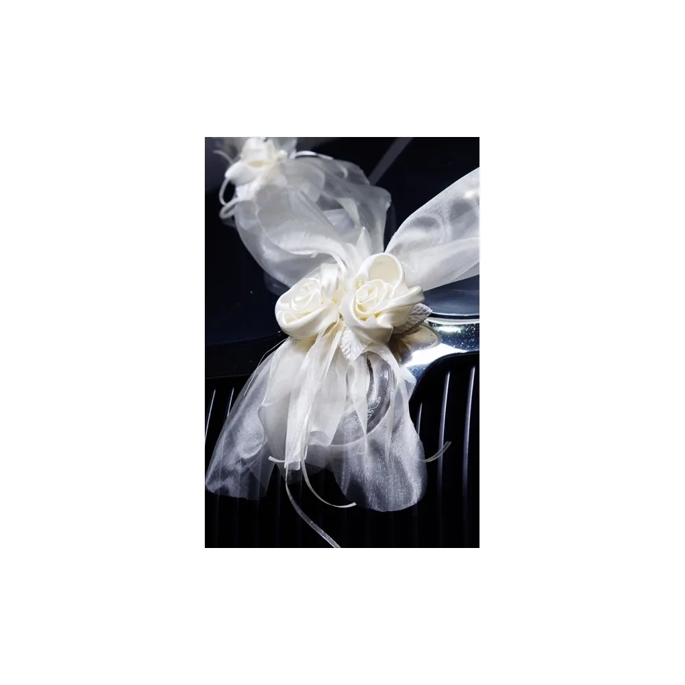 Ghirlande organza e tulle crema per decorazione auto sposi con rose misura 180 cmcf da 2 ghirlande