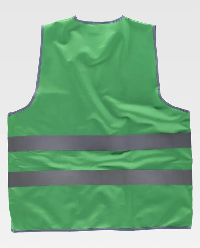 Gilet con chiusura in velcro regolabile e nastri riflettenti verde