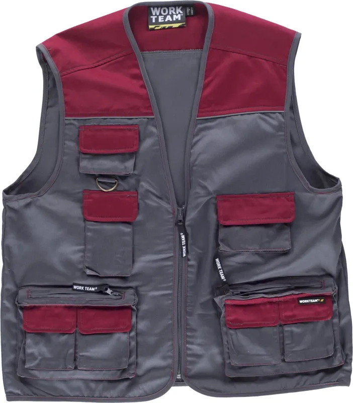 Gilet linea 8 tipo safari combinato, multitasche, profili riflettenti marrone rossiccio