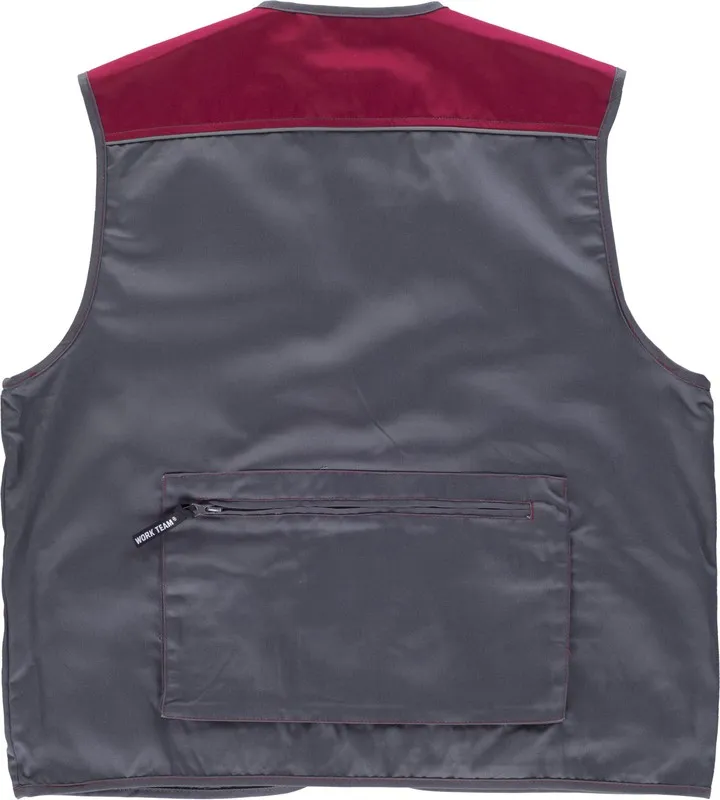 Gilet linea 8 tipo safari combinato, multitasche, profili riflettenti marrone rossiccio
