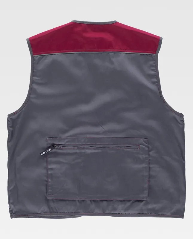 Gilet linea 8 tipo safari combinato, multitasche, profili riflettenti marrone rossiccio