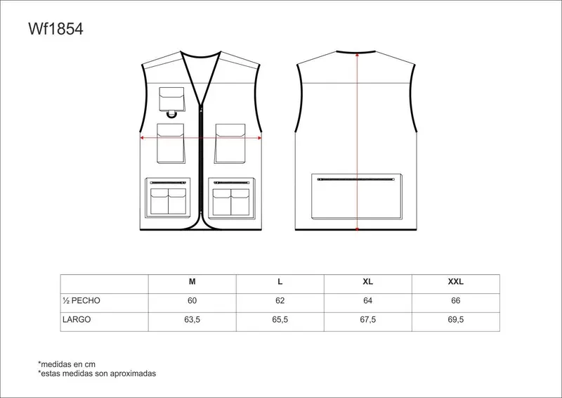 Gilet linea 8 tipo safari combinato, multitasche, profili riflettenti marrone rossiccio