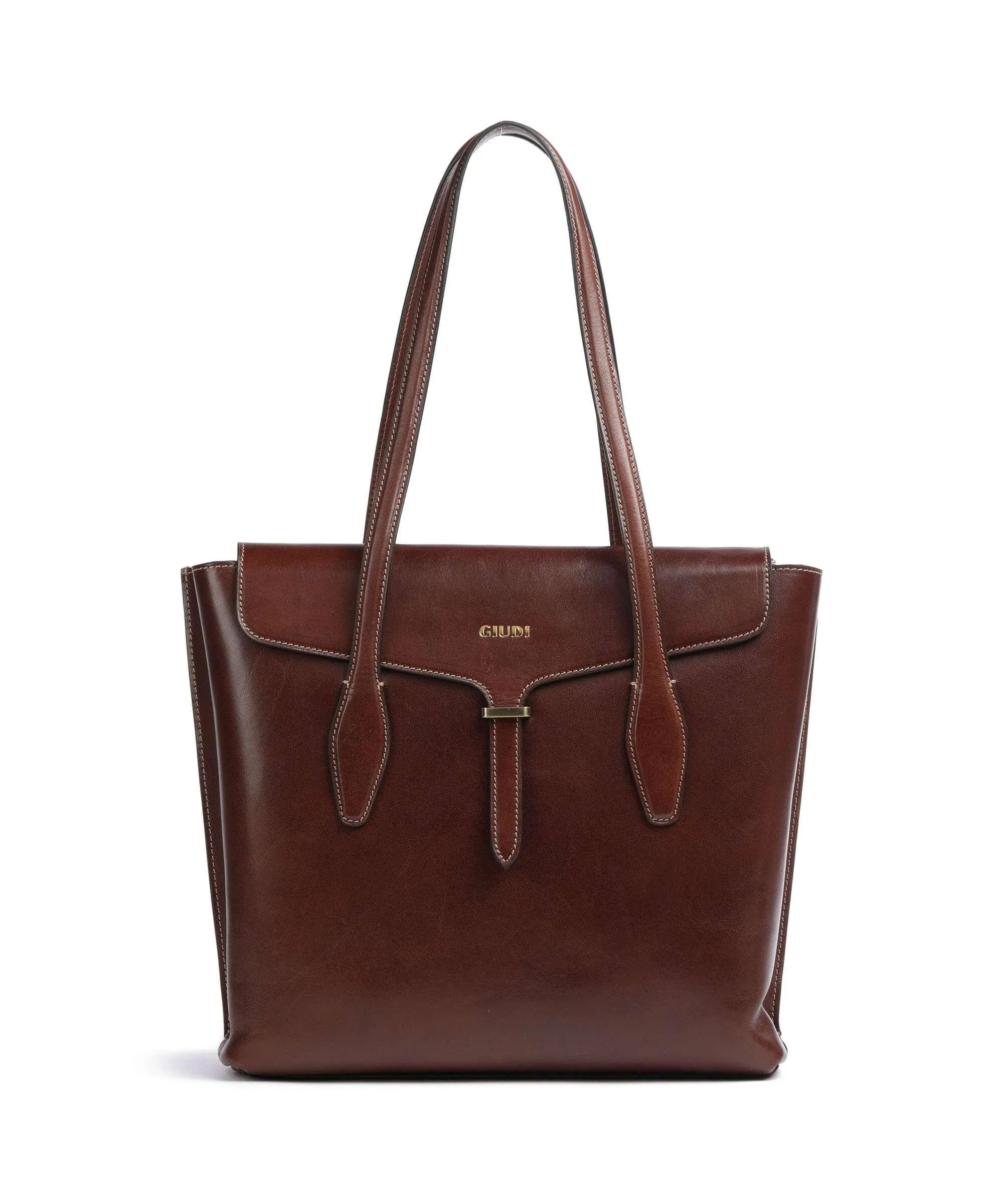 Giudi Borsa shopper pelle di vacchetta finemente grana marrone  