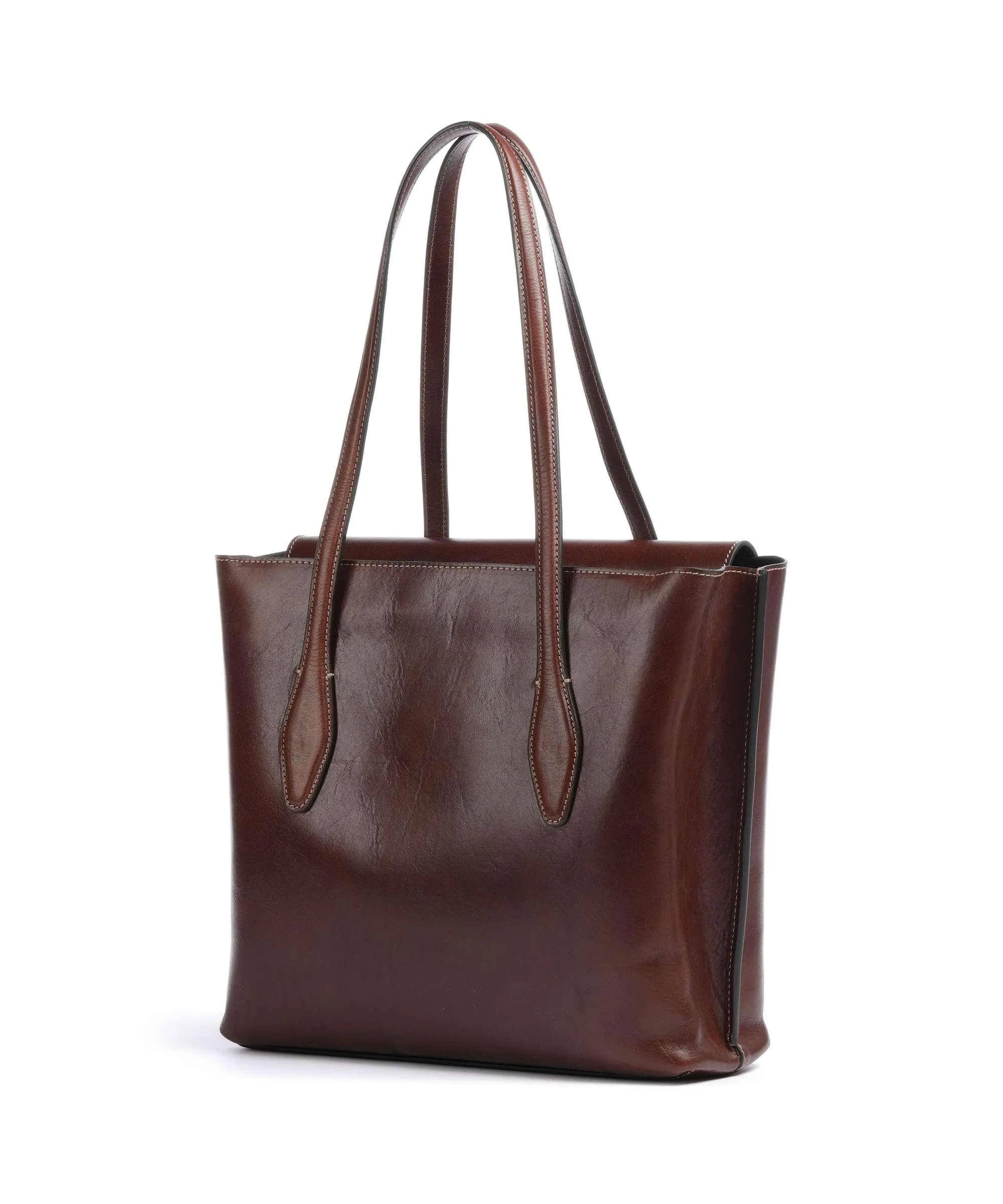  Giudi Borsa shopper pelle di vacchetta finemente grana marrone  