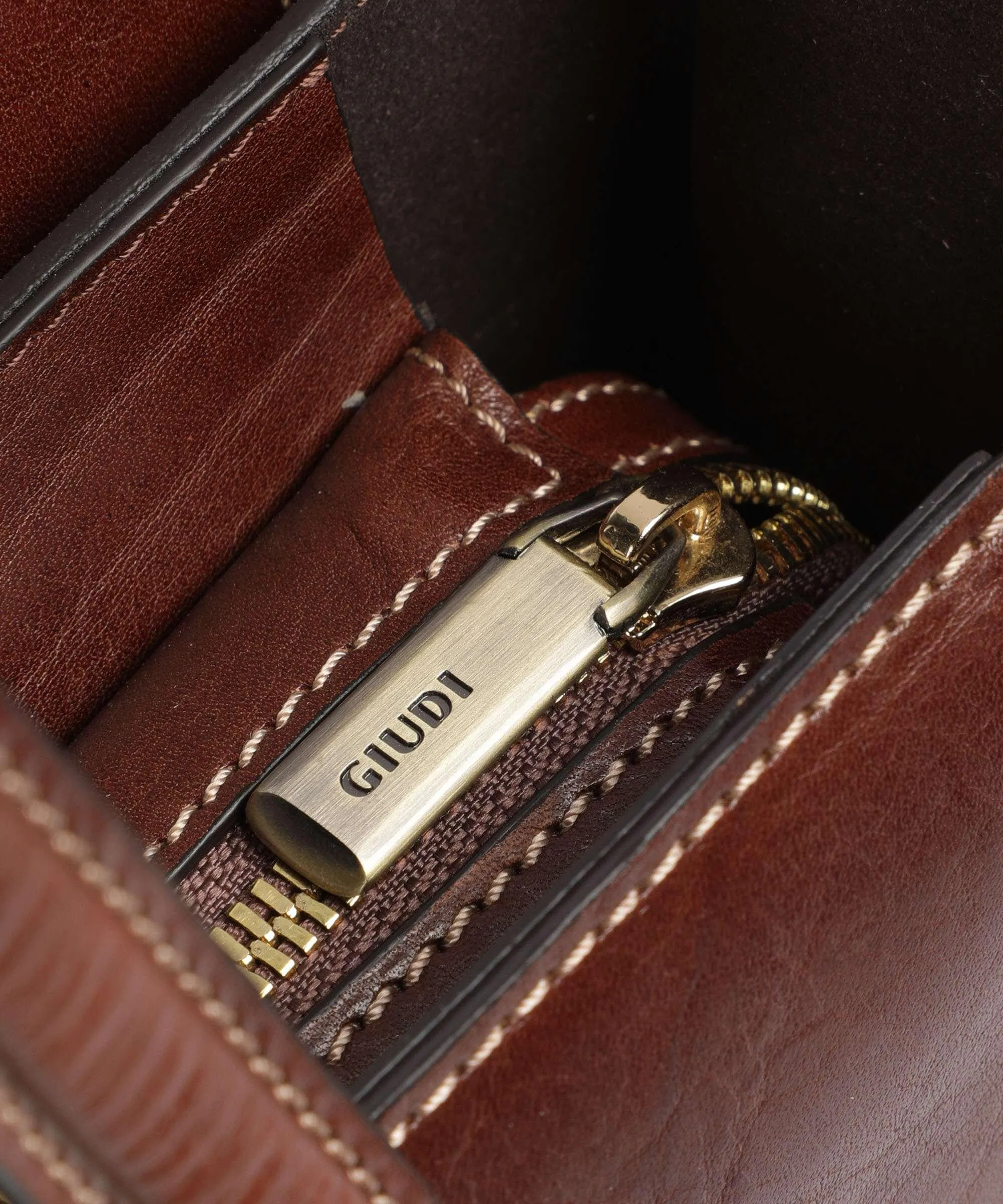  Giudi Borsa shopper pelle di vacchetta finemente grana marrone  