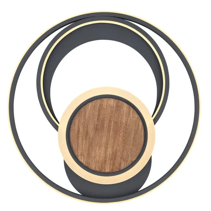 Globo NIRRA Plafoniera LED Legno scuro, Nero, 1-Luce