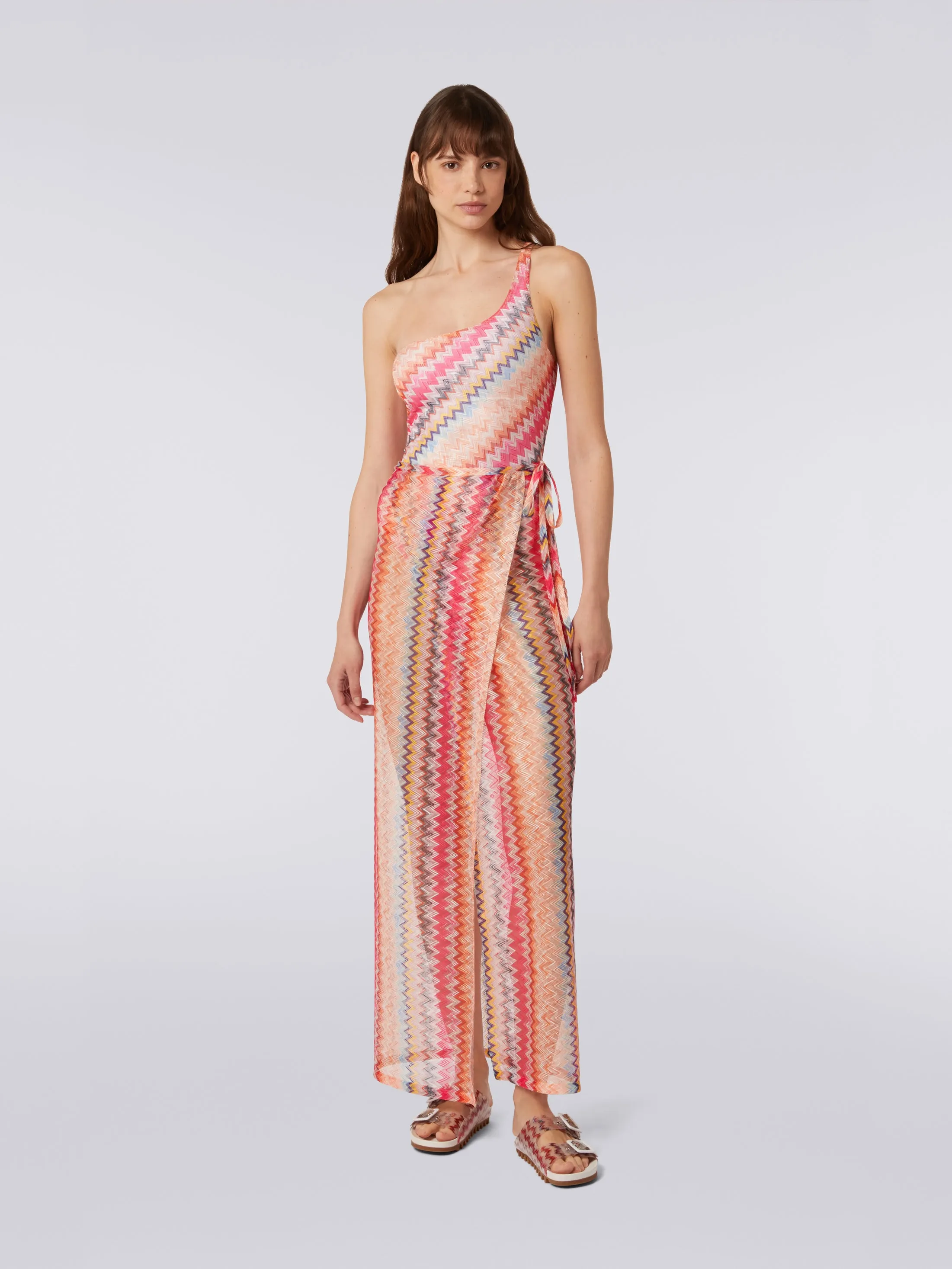 Gonna lunga copricostume in tulle chevron