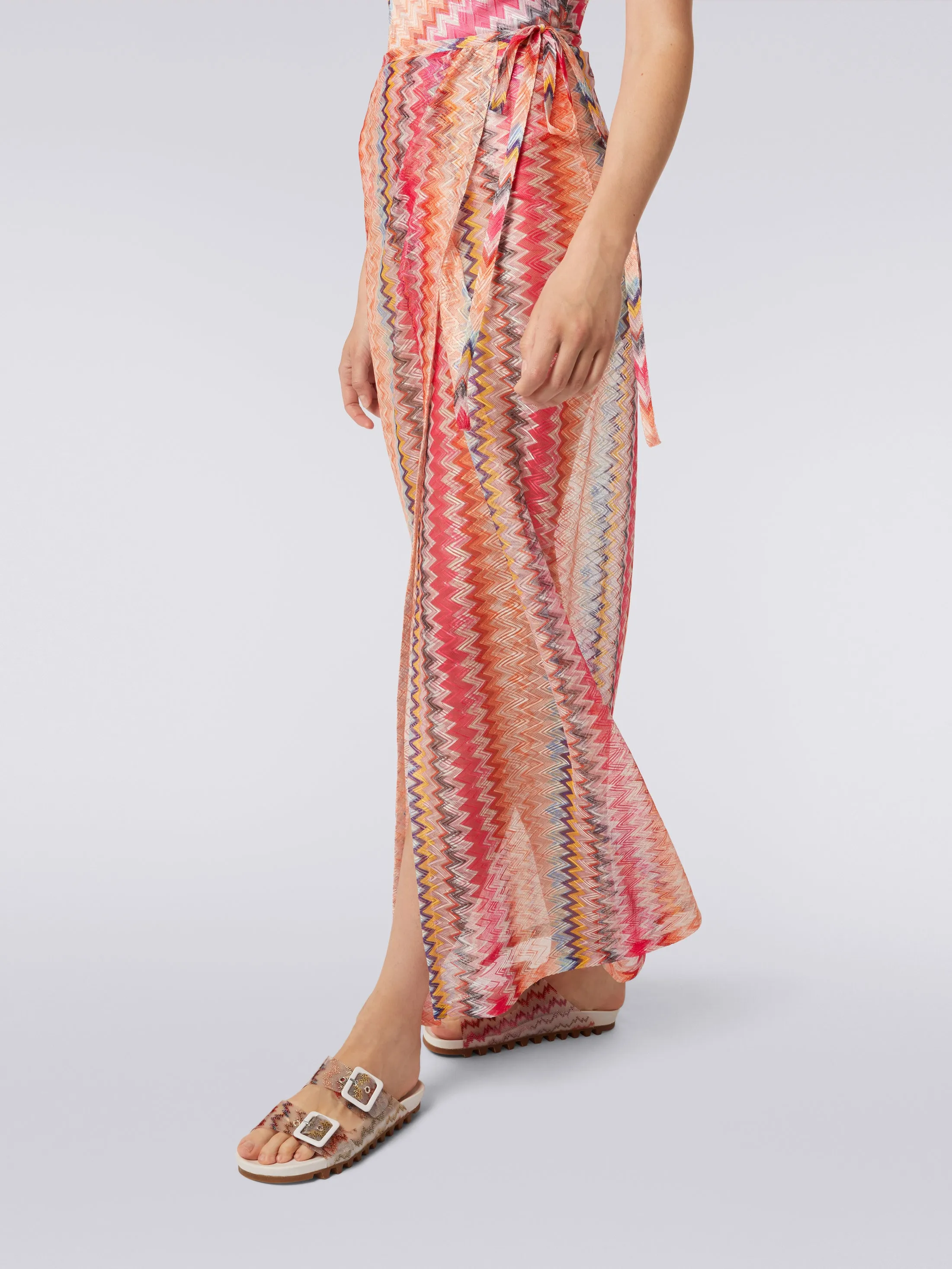 Gonna lunga copricostume in tulle chevron