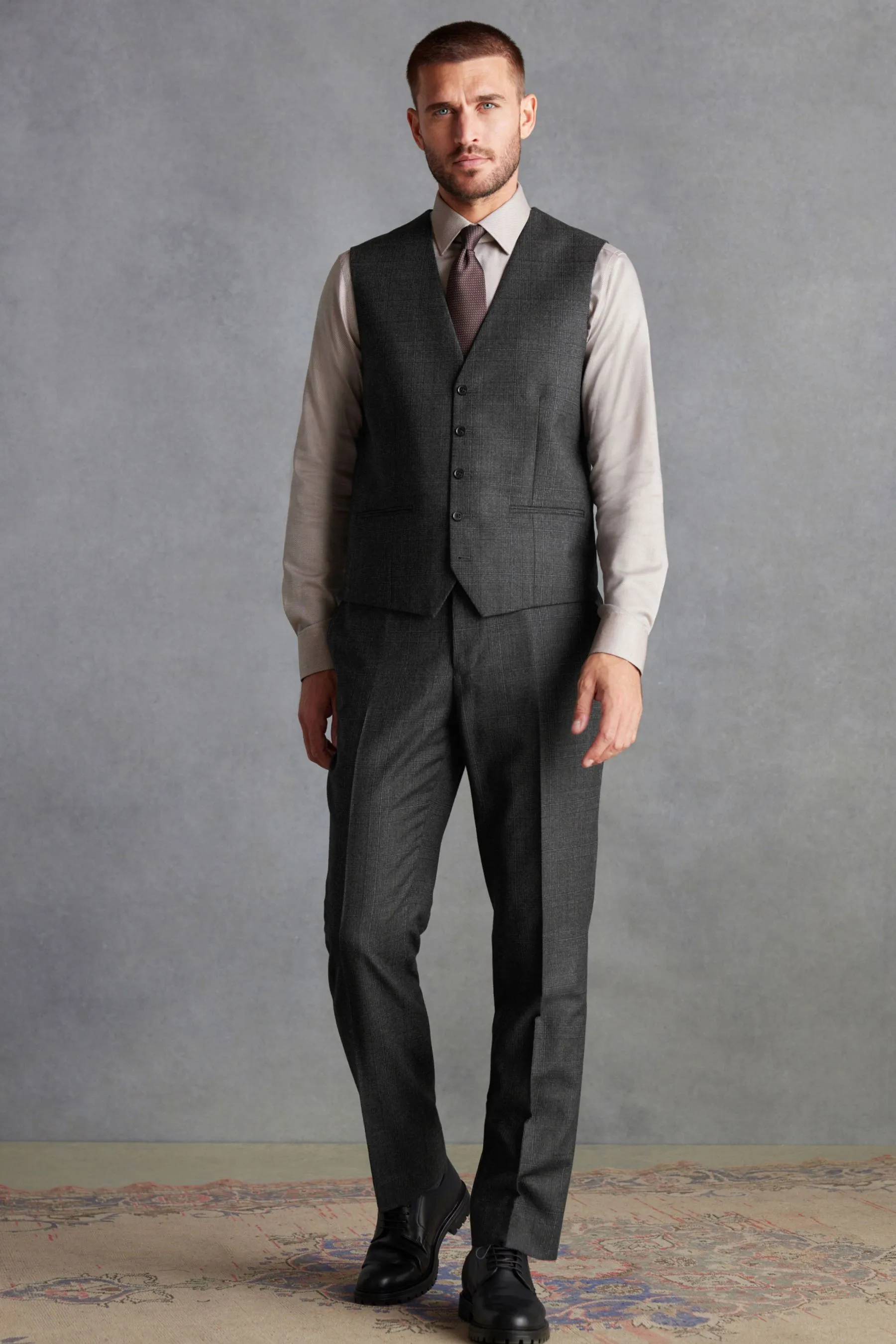Grigio antracite  - Regular - Fit Signature TG di Fabio - Gilet A quadri in tessuto italiano
