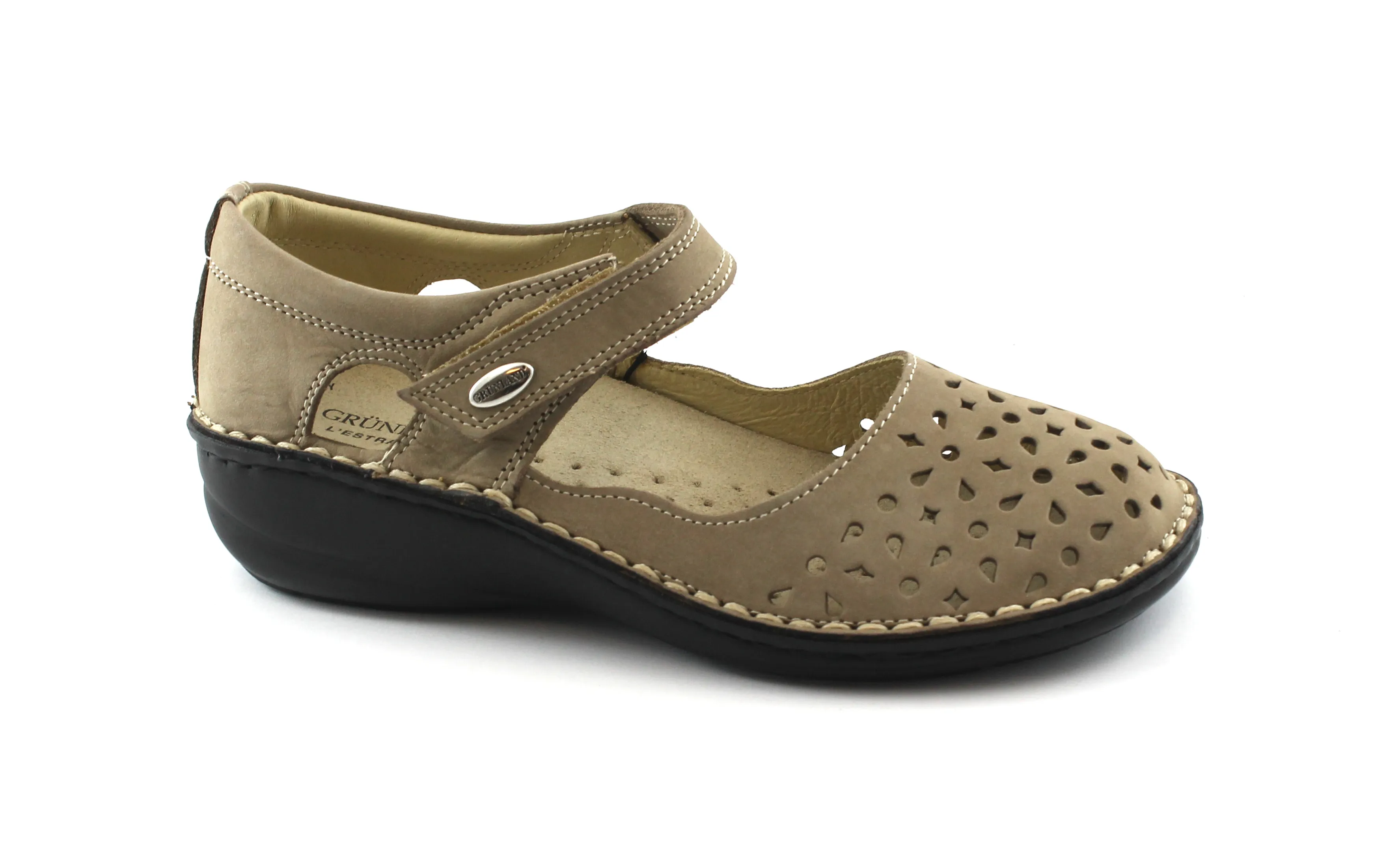 GRUNLAND INES SC3790 corda beige scarpe donna comfort plantare estraibile ballerine cinturino strappo