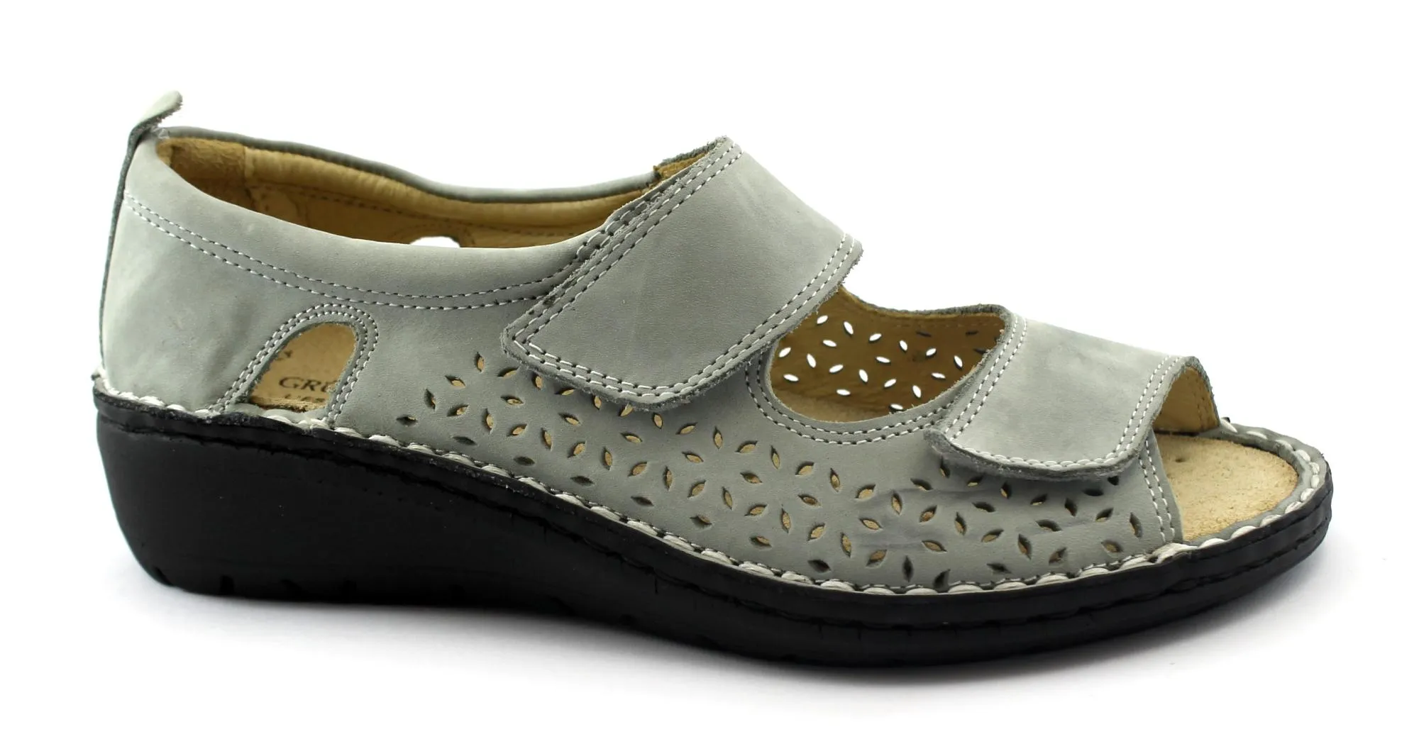 GRUNLAND NESI SC4881 grigio scarpe donna comfort plantare estraibile ballerine cinturino strappo