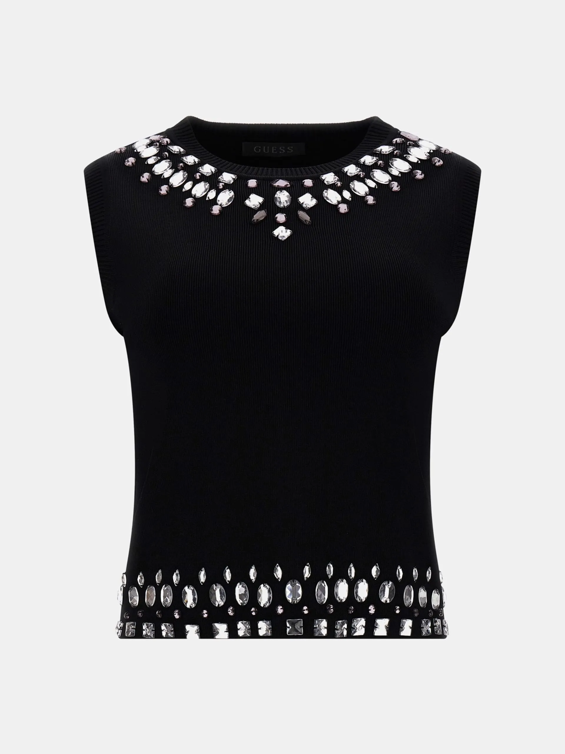 Guess - Gilet in maglia con strass Black