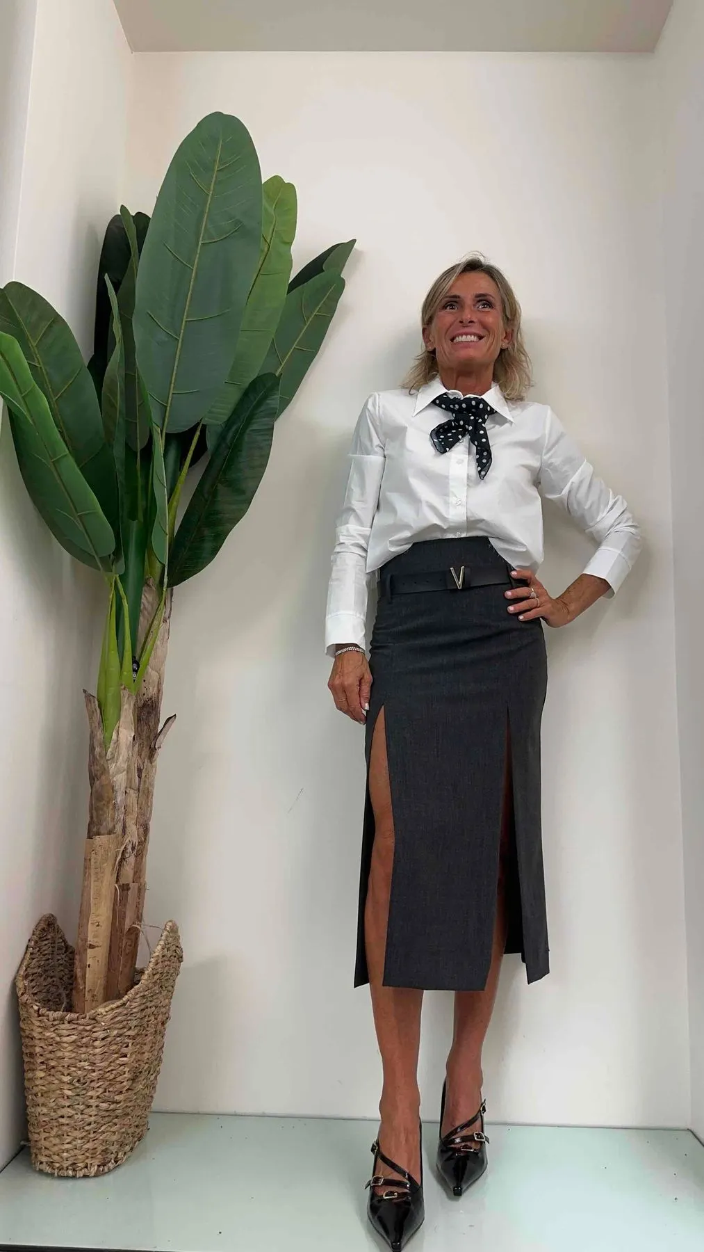 HAVEONE - CMA-K080 - CAMICIA TAGLIO VIVO CON FOULARD POIS IN POPELINE