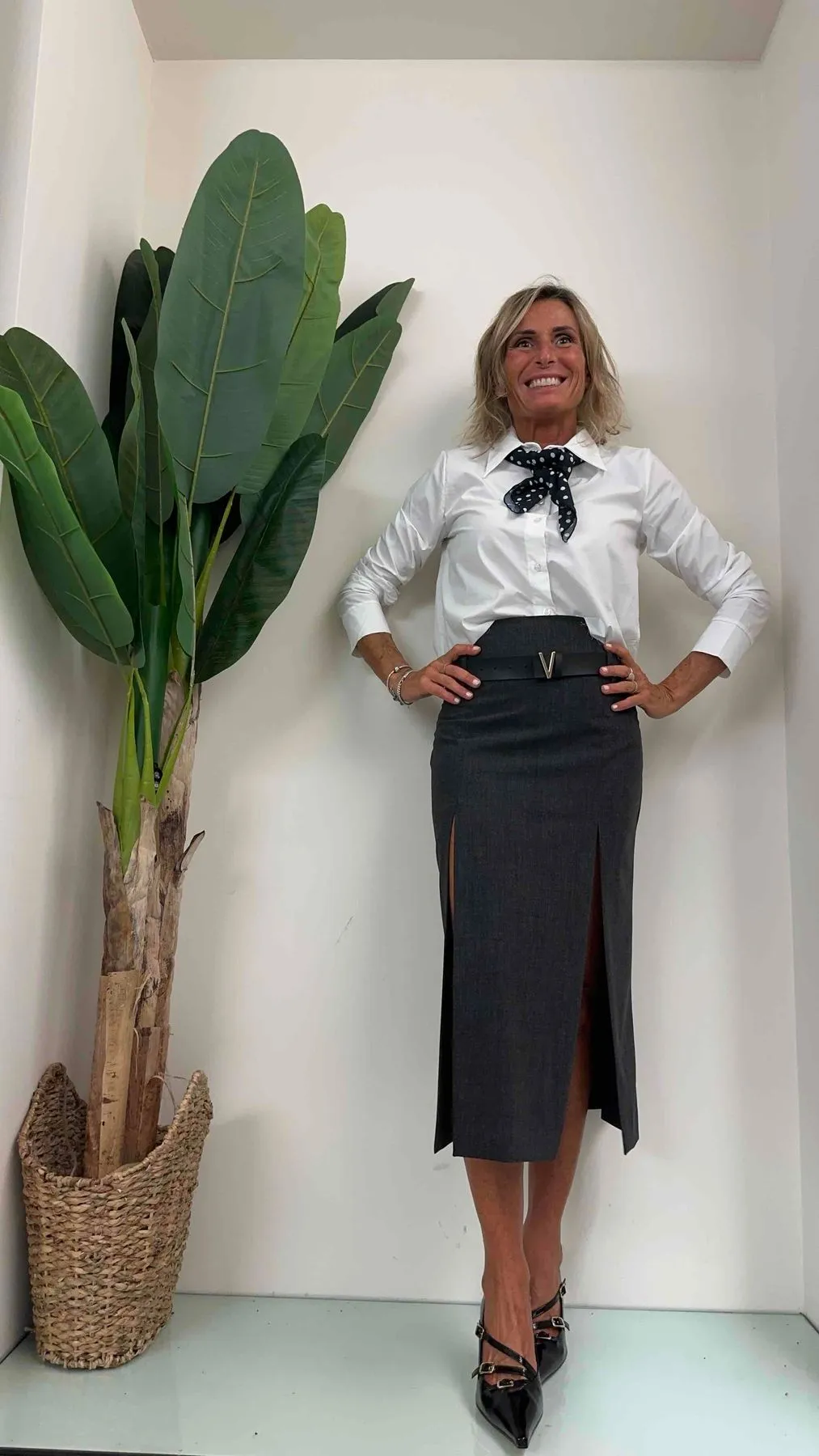 HAVEONE - CMA-K080 - CAMICIA TAGLIO VIVO CON FOULARD POIS IN POPELINE