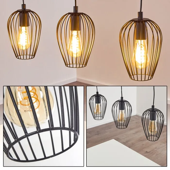 Hodges Lampadario a sospensione Nero, 3-Luci