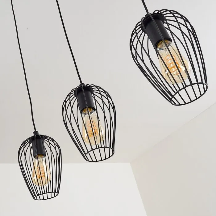 Hodges Lampadario a sospensione Nero, 3-Luci