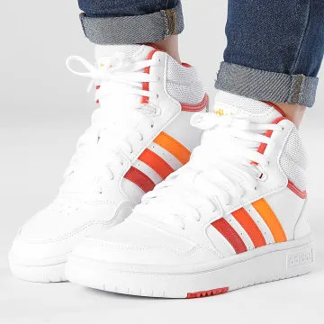 Hoops 3.0 Mid Scarpe da ginnastica da donna IH0181 Footwear White Preloved Red Orange