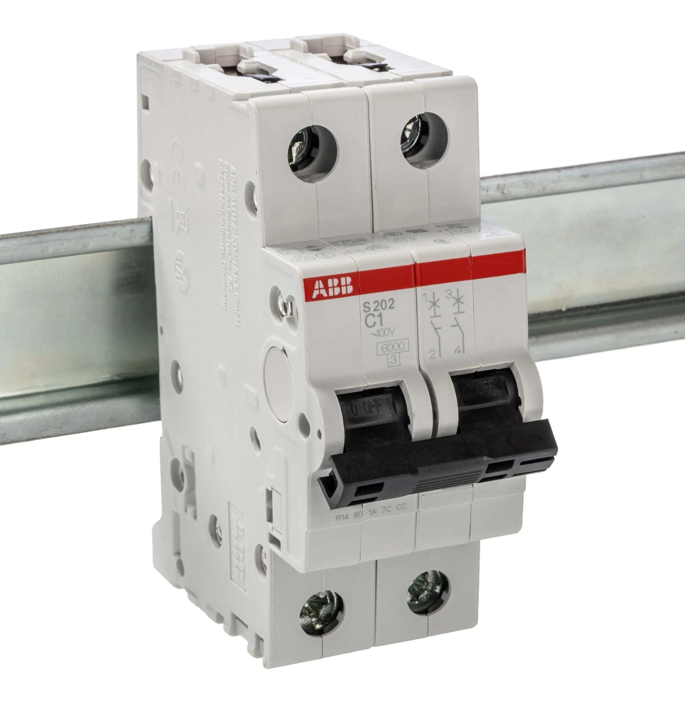Interruttore magnetotermico ABB, 2P 1A 6 kA, Tipo C