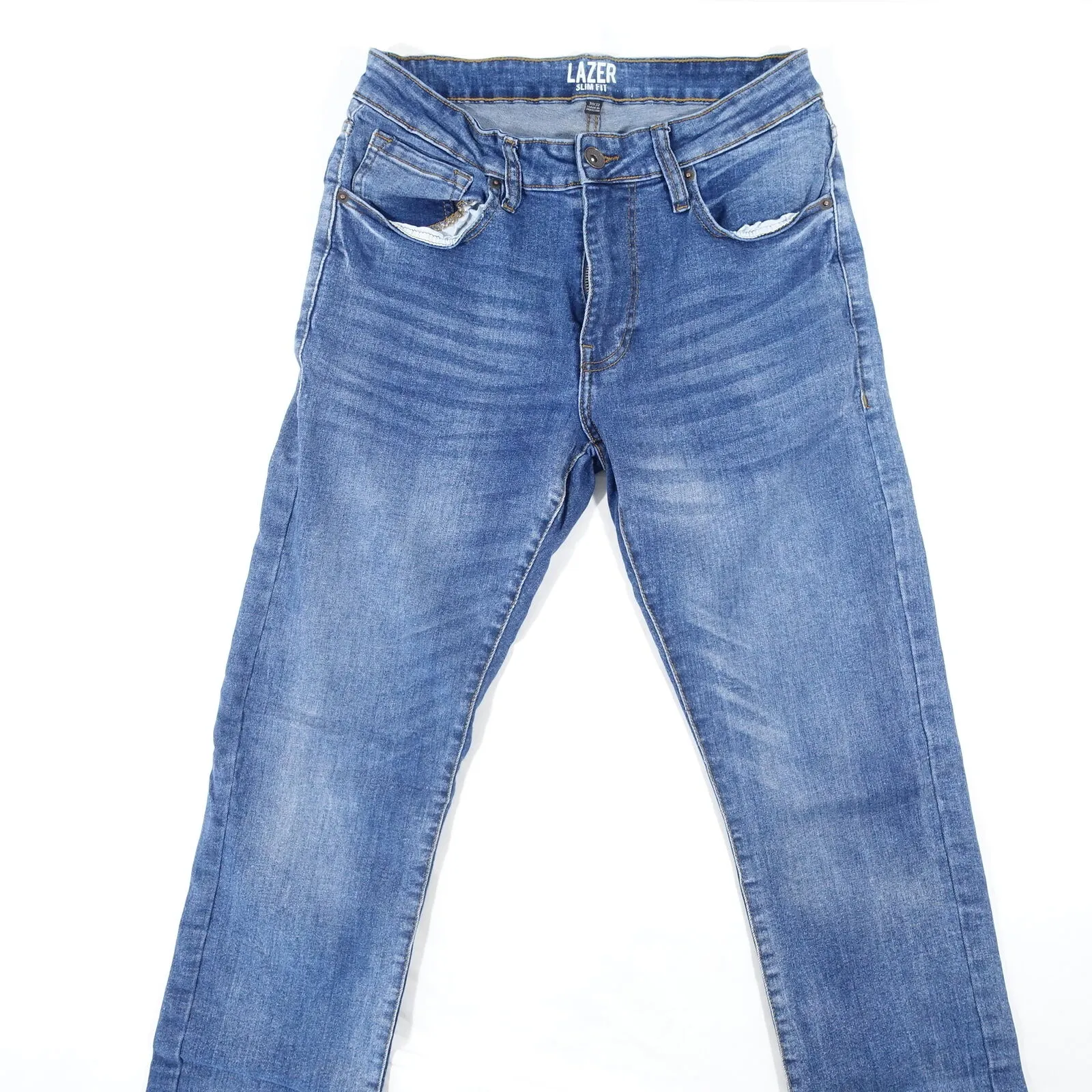 Jeans LAZER Sbiadito Azzurro 31X32 Slim Fit Elasticizzato Uomo Usato-
