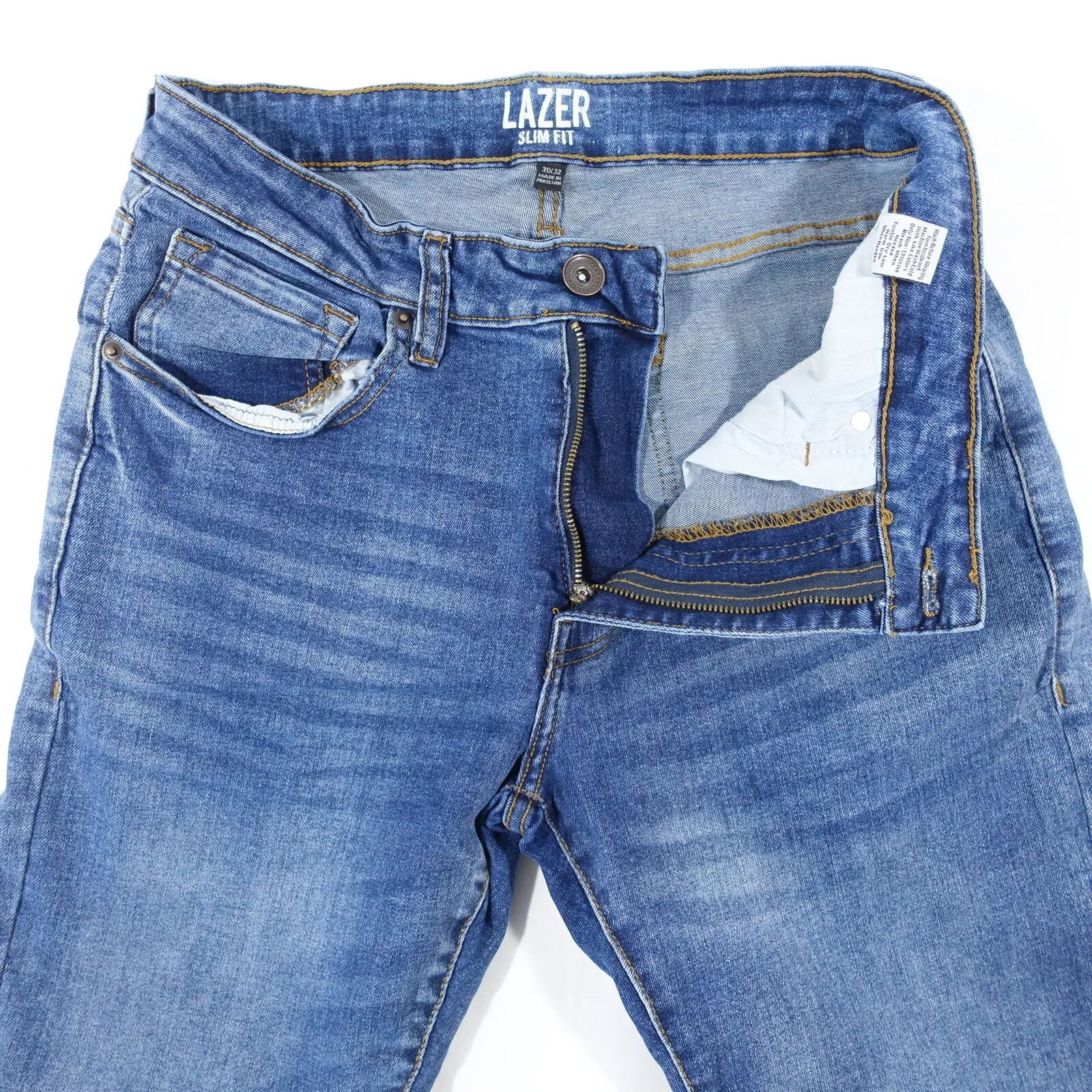 Jeans LAZER Sbiadito Azzurro 31X32 Slim Fit Elasticizzato Uomo Usato-