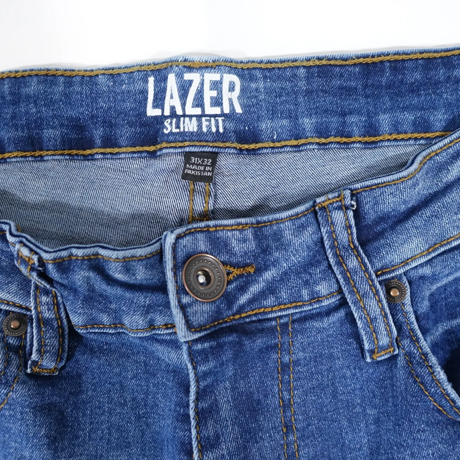 Jeans LAZER Sbiadito Azzurro 31X32 Slim Fit Elasticizzato Uomo Usato-