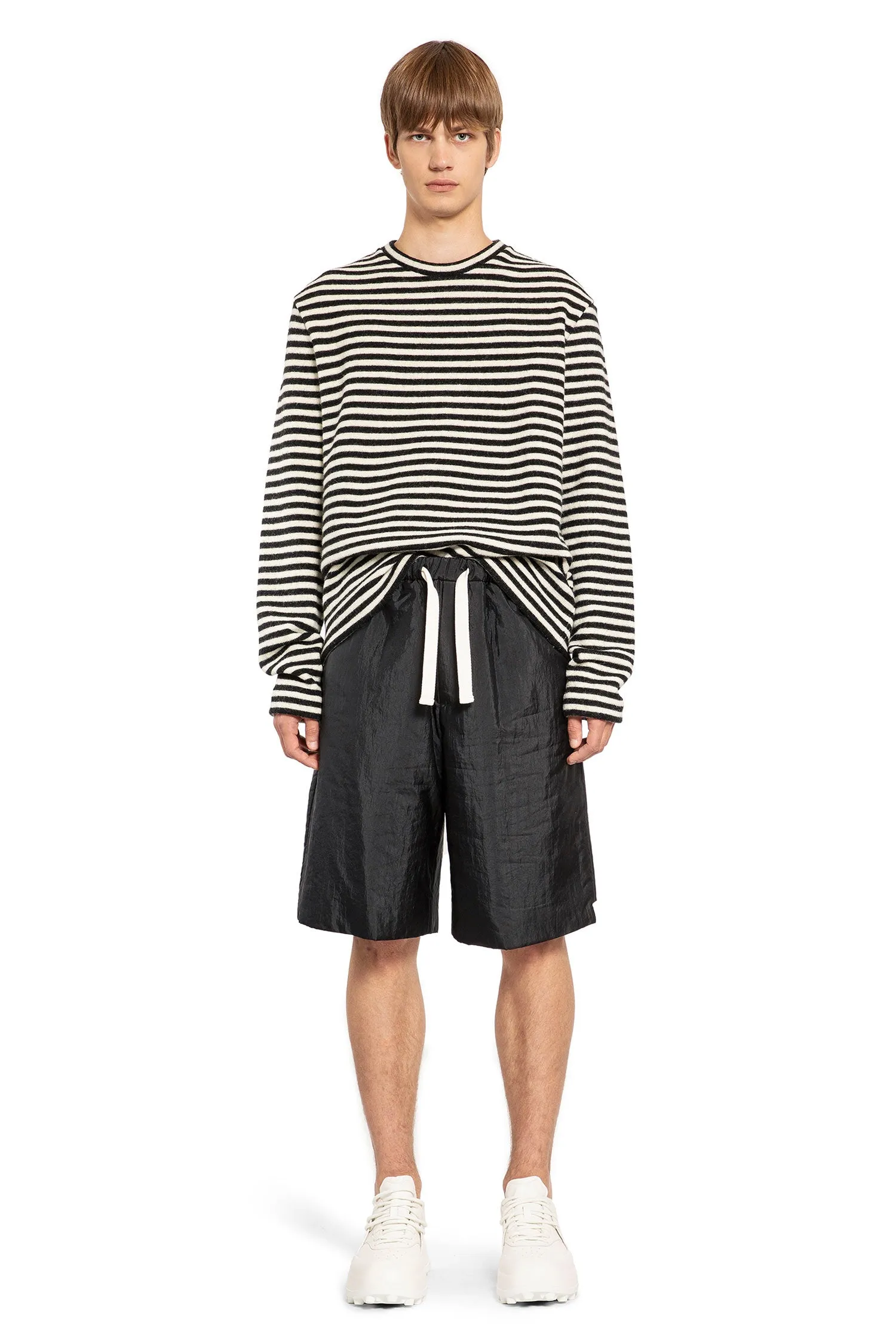 jil sander  striped wool compact jersey t-shirt 
