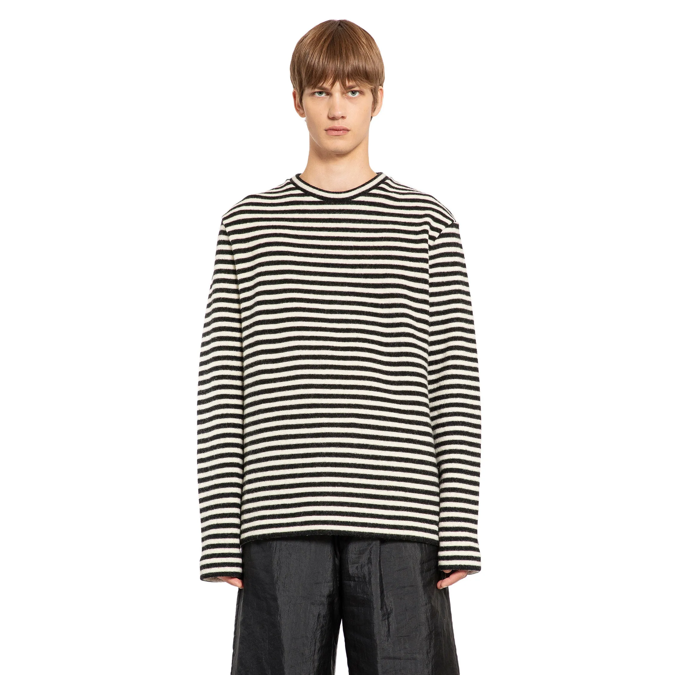 jil sander  striped wool compact jersey t-shirt 