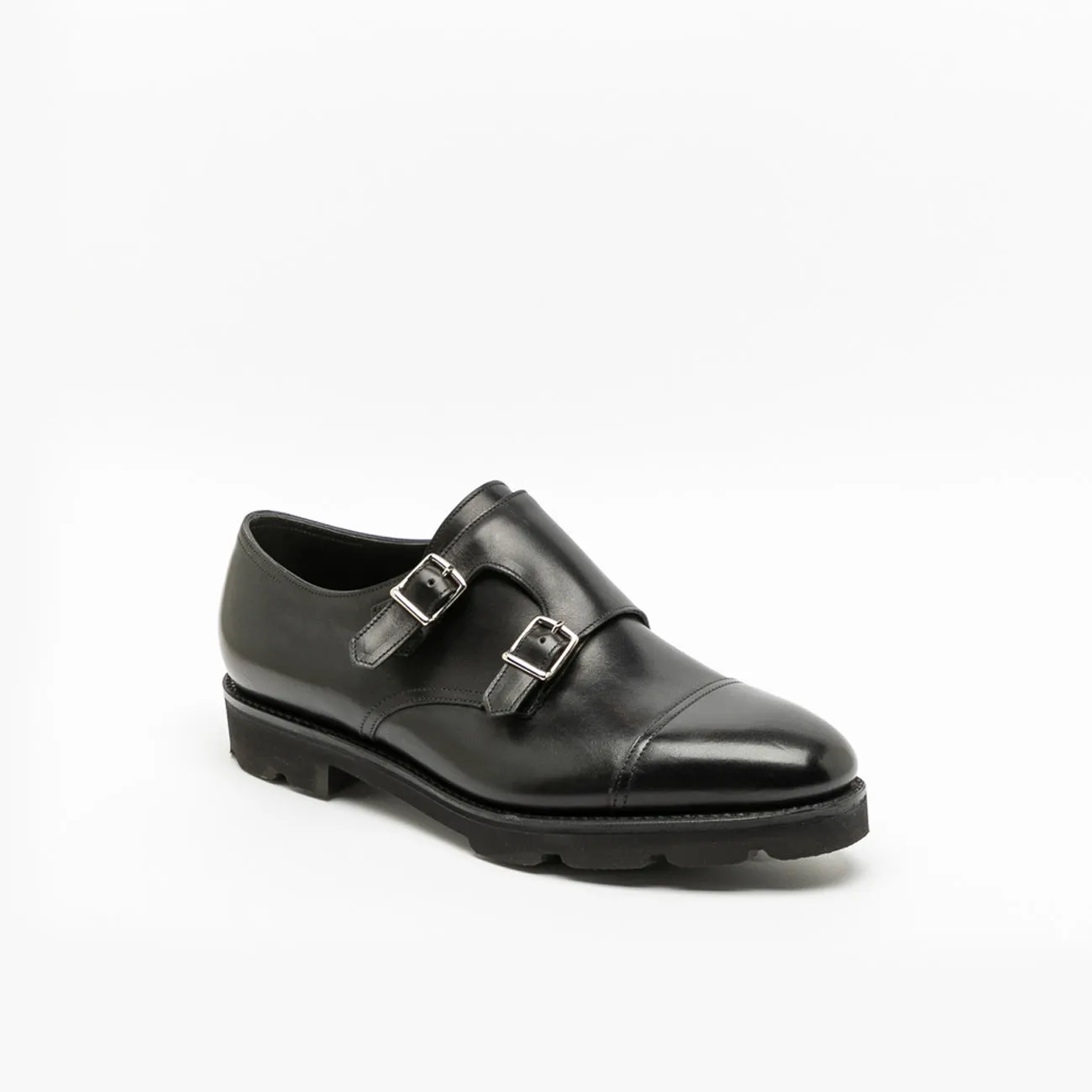 John Lobb Doppia fibbia John Lobb William in pelle nera con Walking Sole